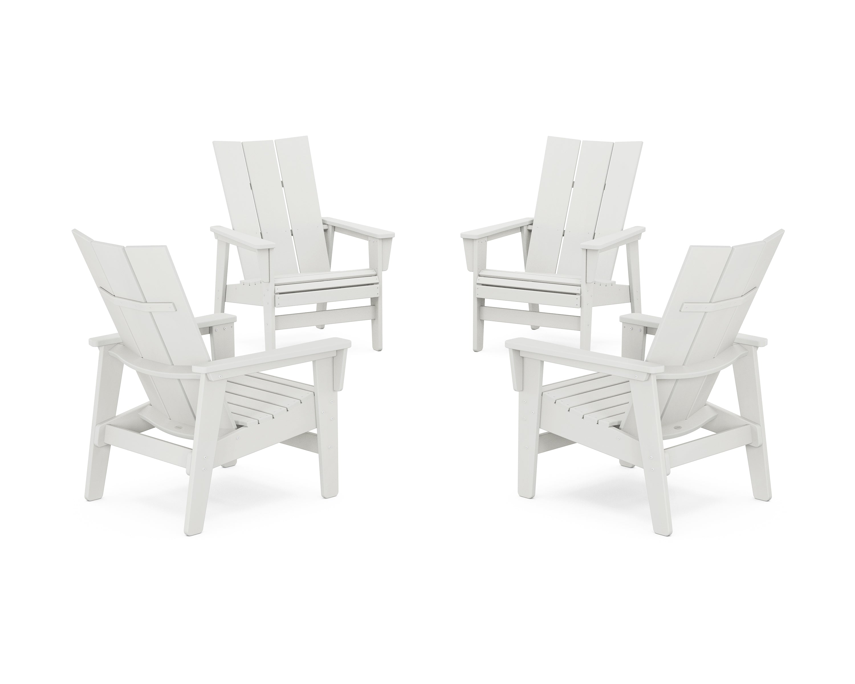 POLYWOOD 4-Piece Modern Grand Upright Adirondack Chair Conversation Set in Vintage White