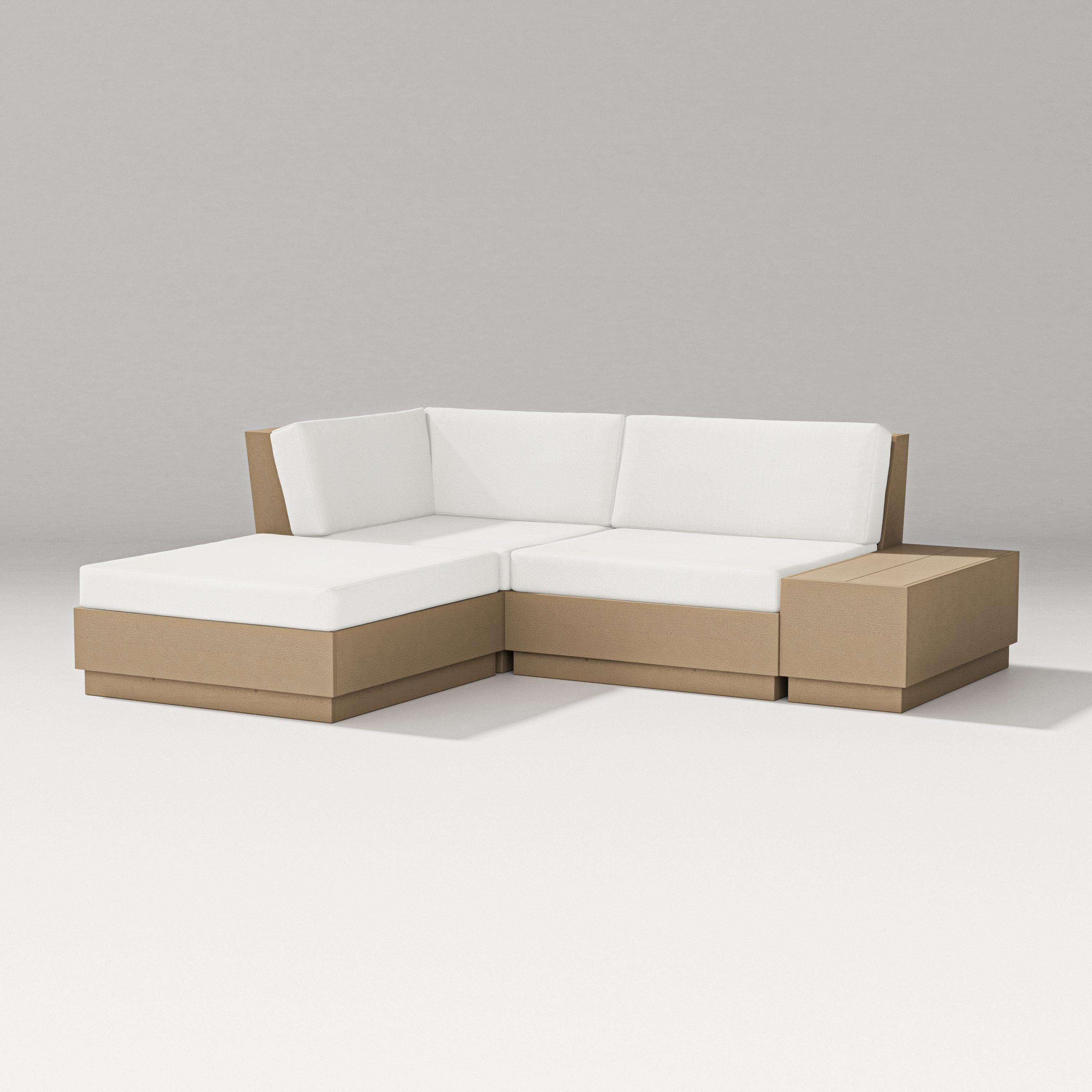 PW Designer Series Elevate Loveseat Sectional with Chaise in Vintage Sahara / Natural Linen