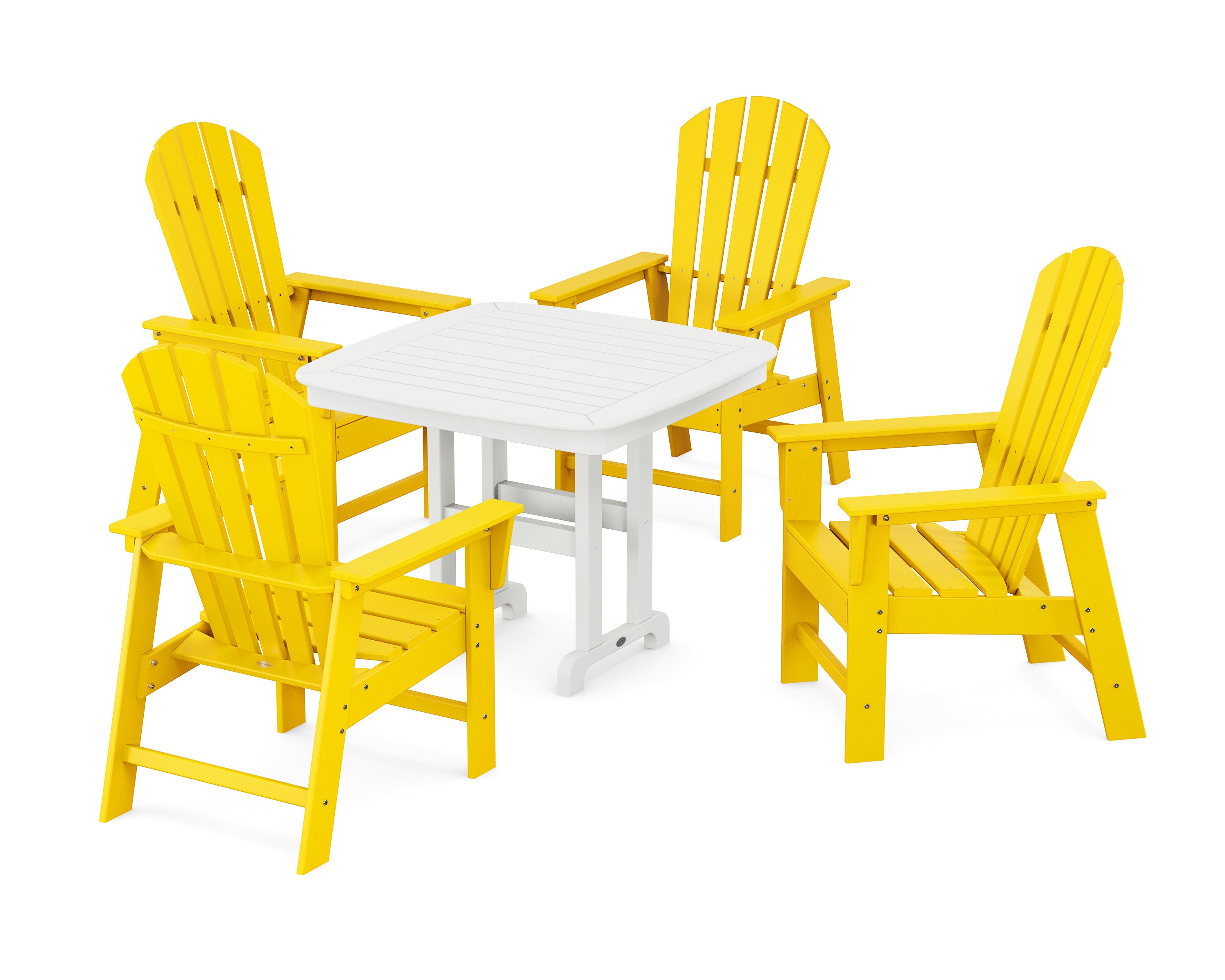 POLYWOOD South Beach 5-Piece Farmhouse Dining Set in Lemon / White