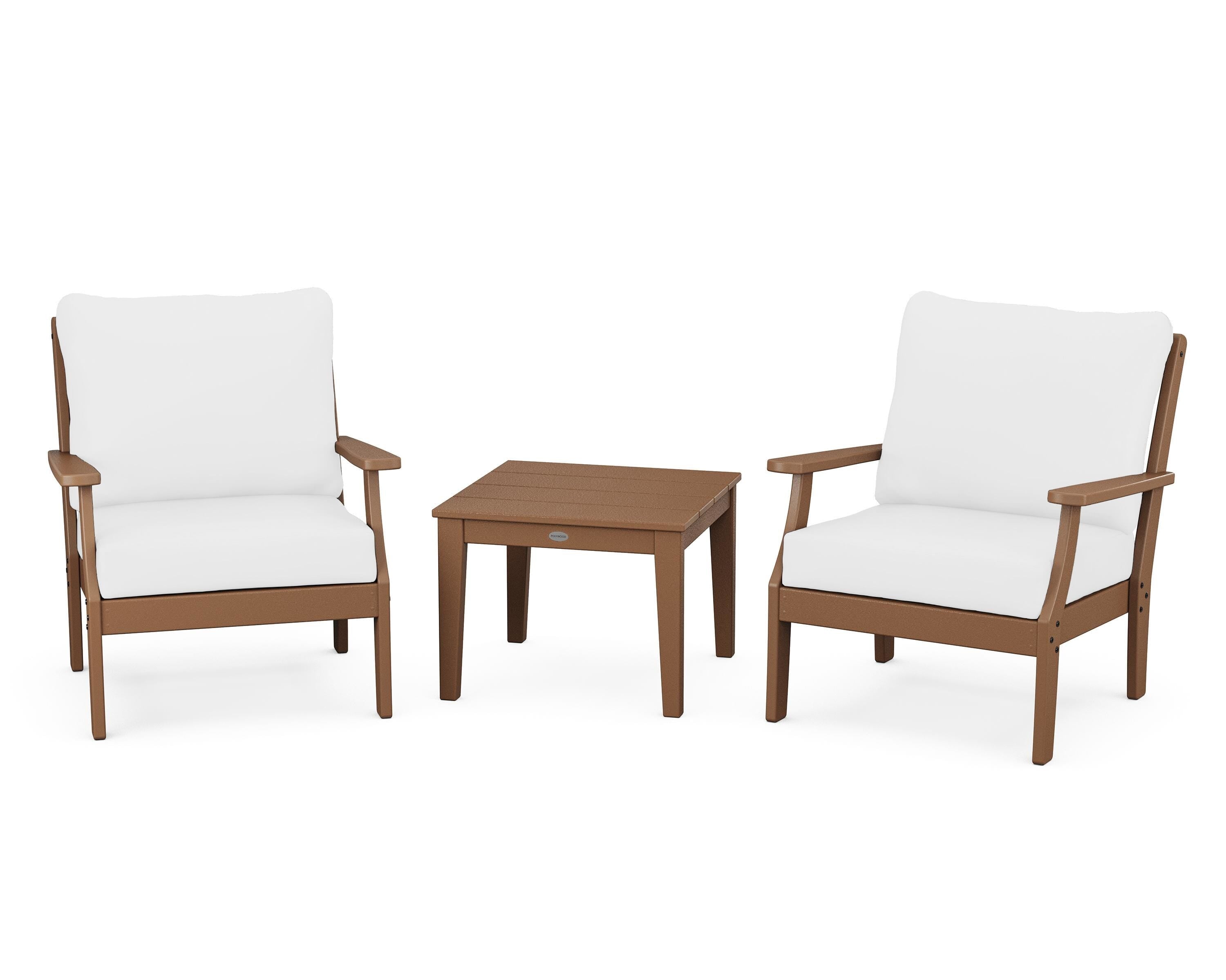 POLYWOOD Braxton 3-Piece Deep Seating Set in Teak / Natural