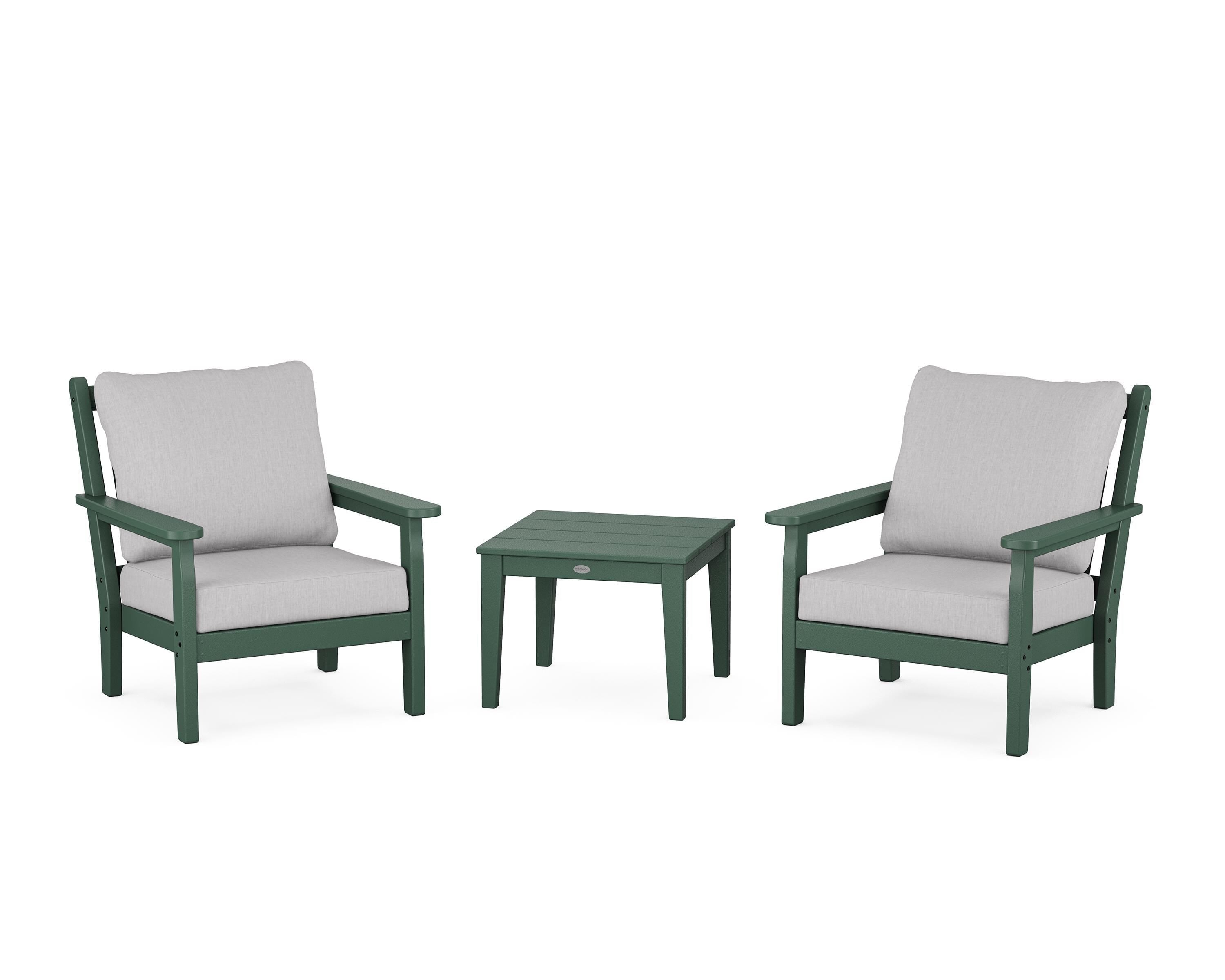 POLYWOOD Chippendale 3-Piece Deep Seating Set in Green / Granite