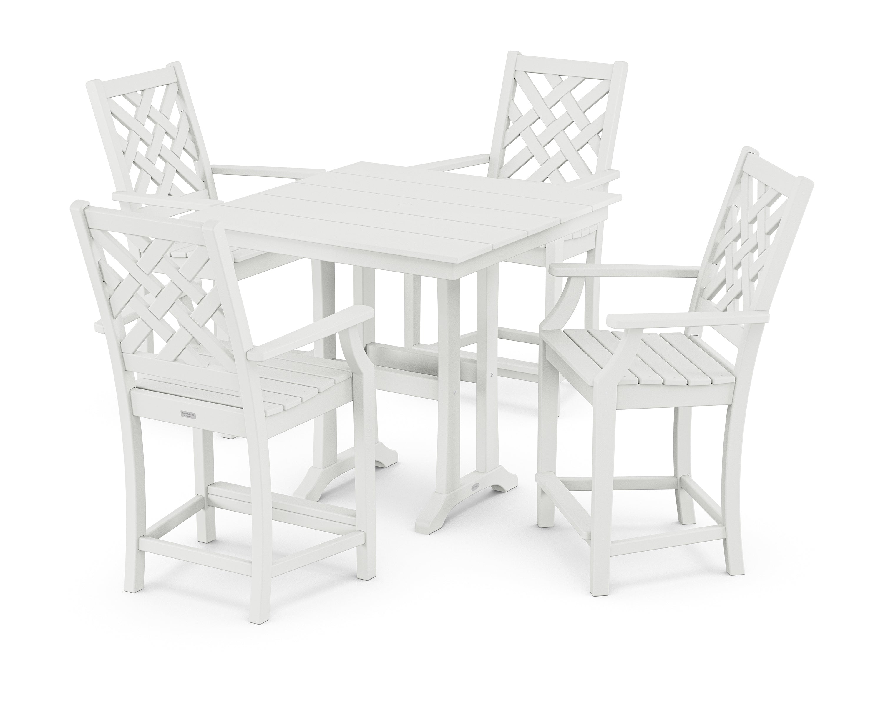 Country Living Wovendale 5-Piece Farmhouse Counter Set with Trestle Legs in White