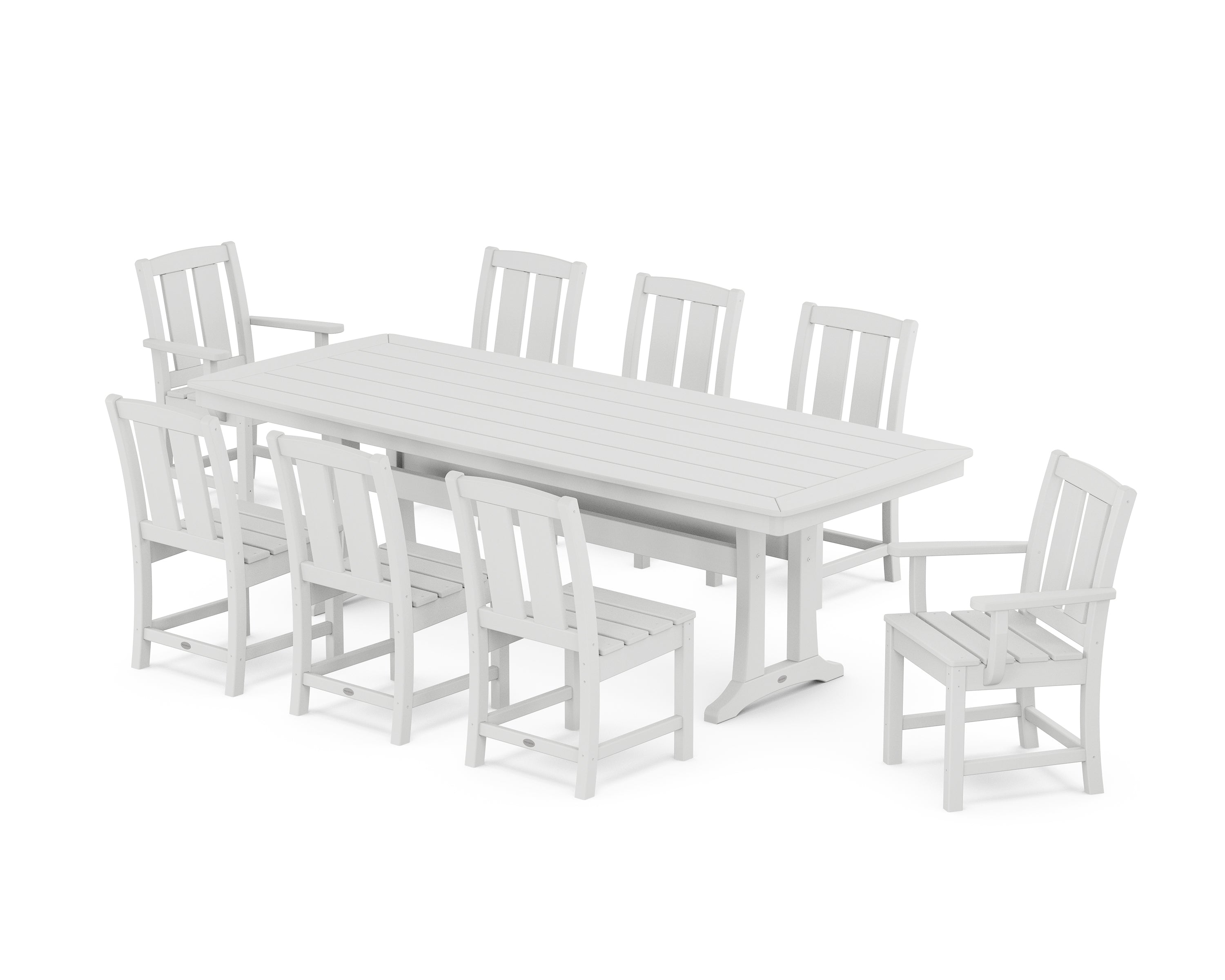 POLYWOOD Mission 9-Piece Dining Set with Trestle Legs in White