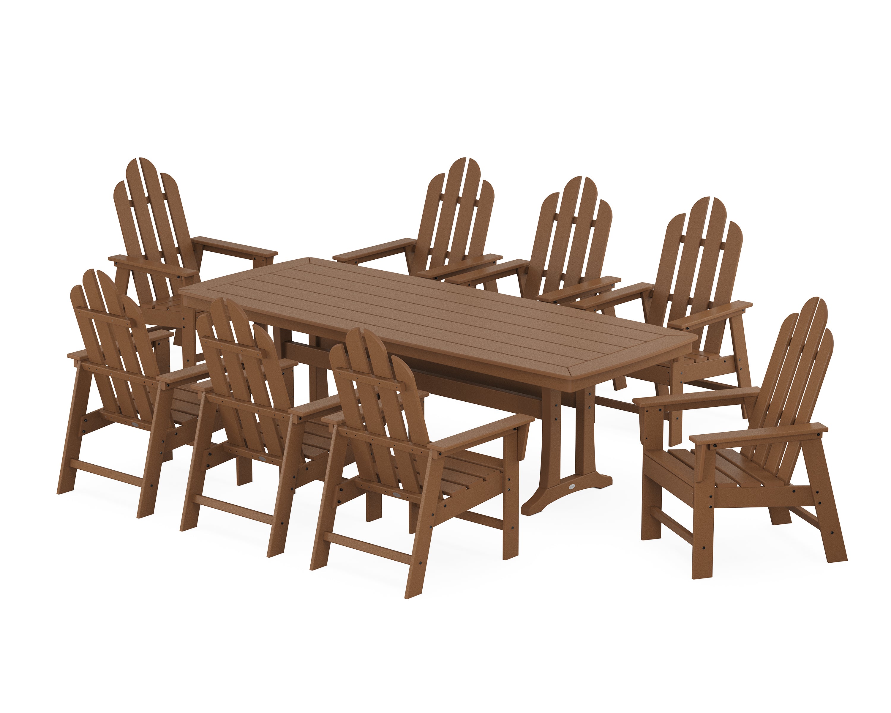 POLYWOOD® Long Island 9-Piece Dining Set with Trestle Legs in Teak