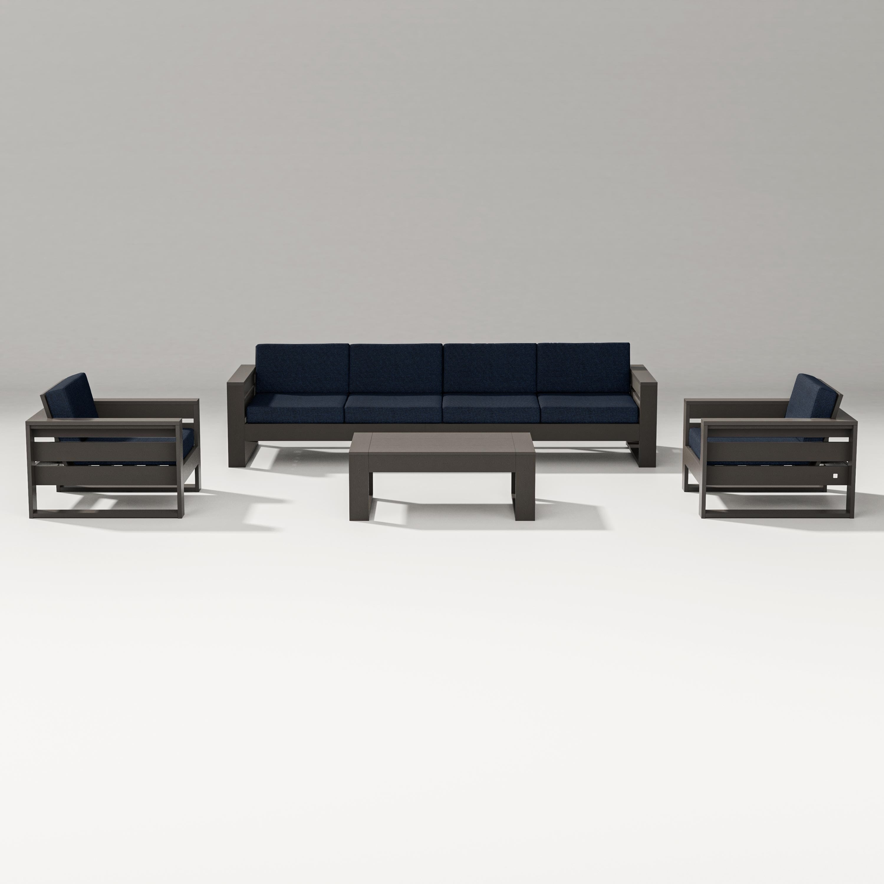 PW Designer Series Latitude 5-Piece Lounge Sofa Set in Vintage Coffee / Marine Indigo