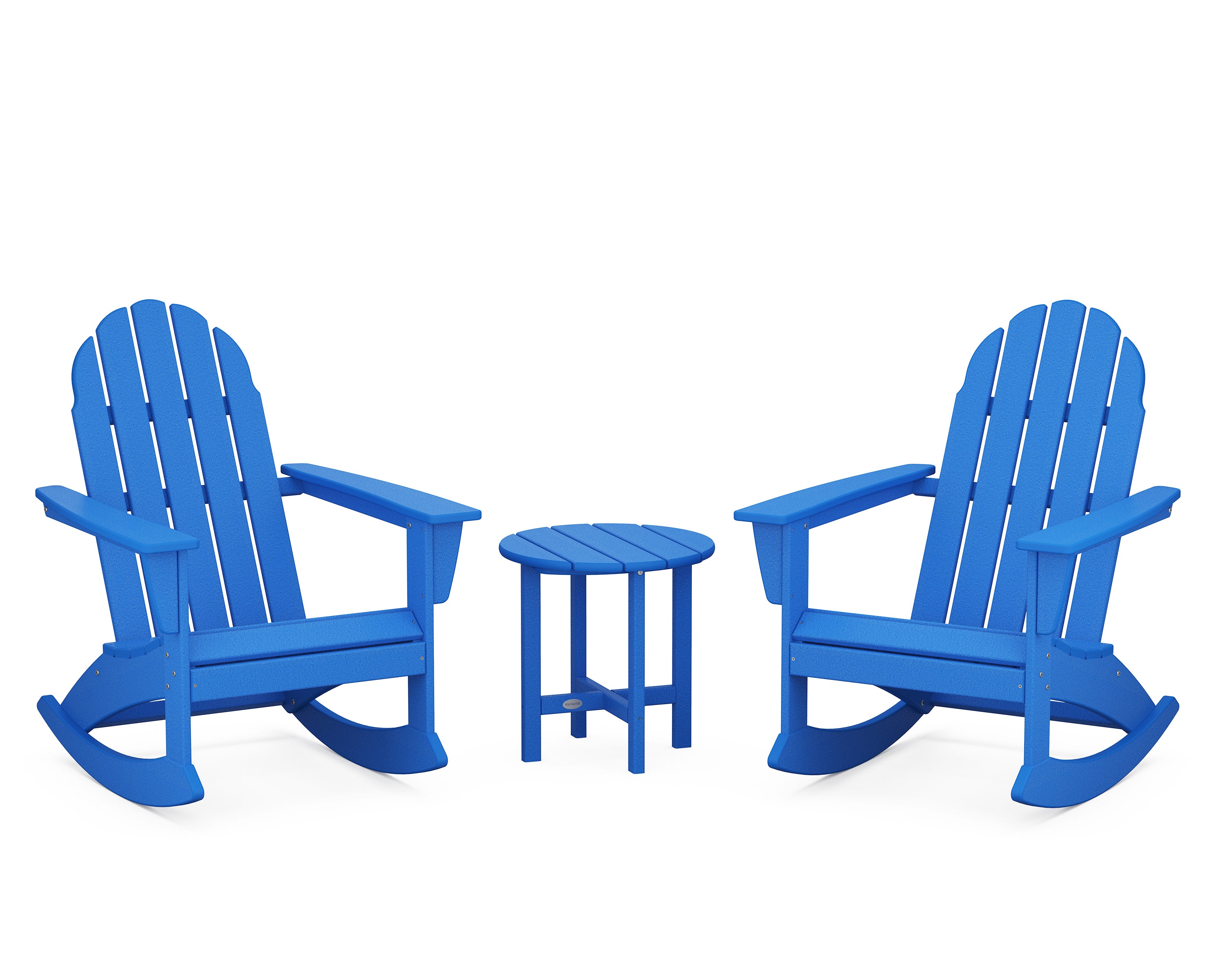 POLYWOOD Vineyard 3-Piece Adirondack Rocking Chair Set in Pacific Blue