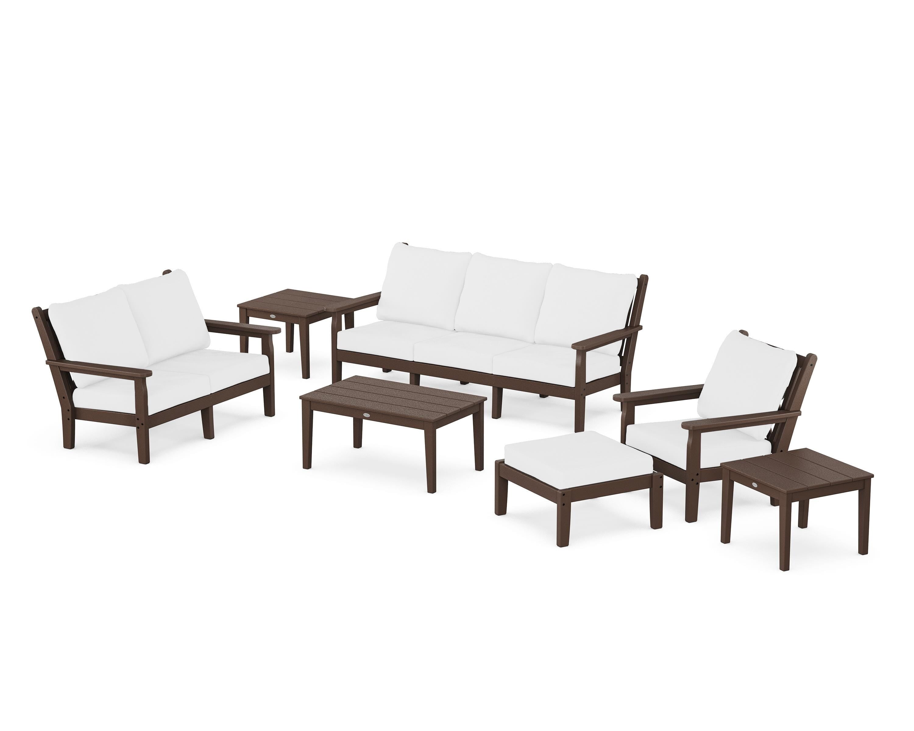 POLYWOOD Chippendale 7-Piece Deep Seating Set in Mahogany / Natural