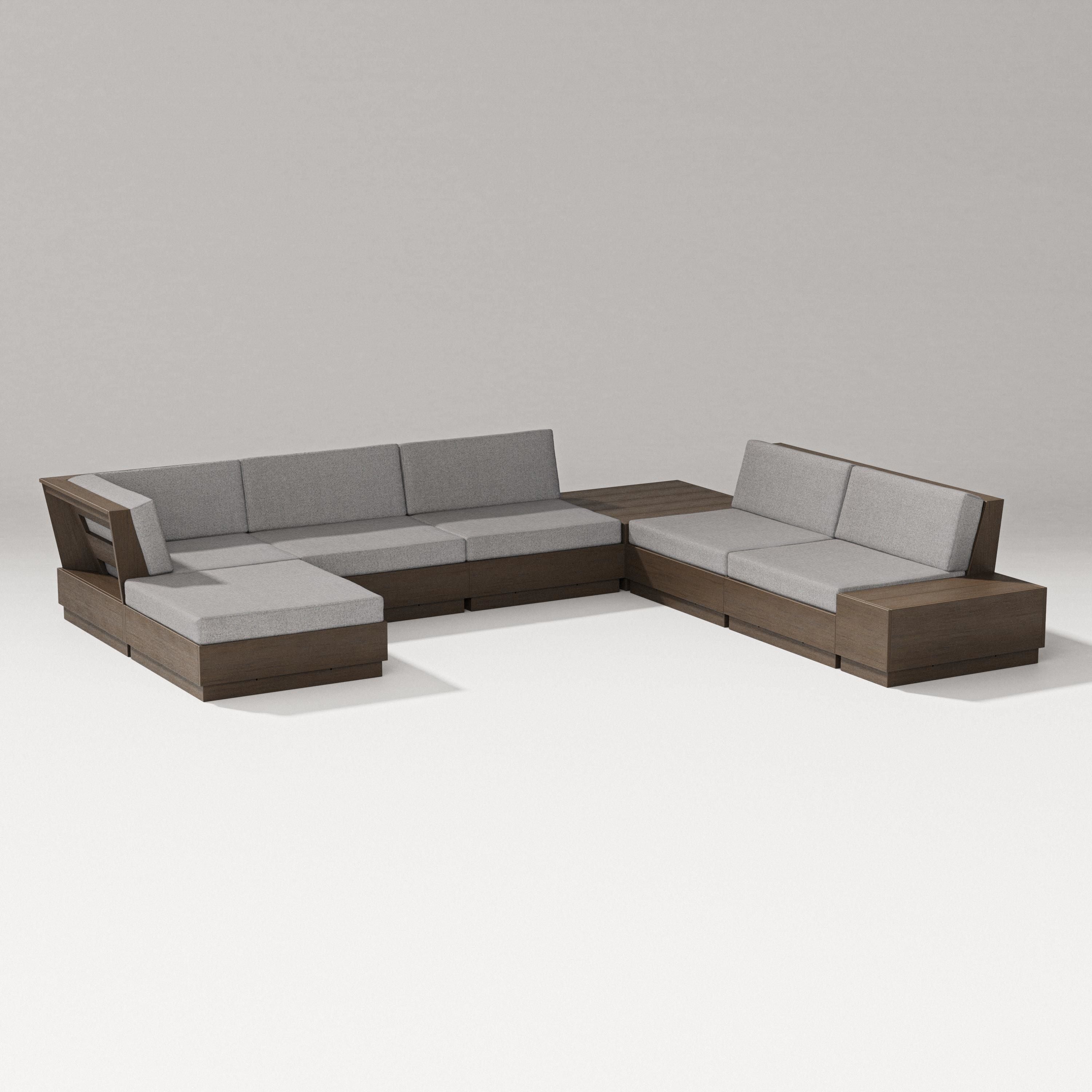 PW Designer Series Elevate 8-Piece Corner Sectional in Kona / Grey Mist