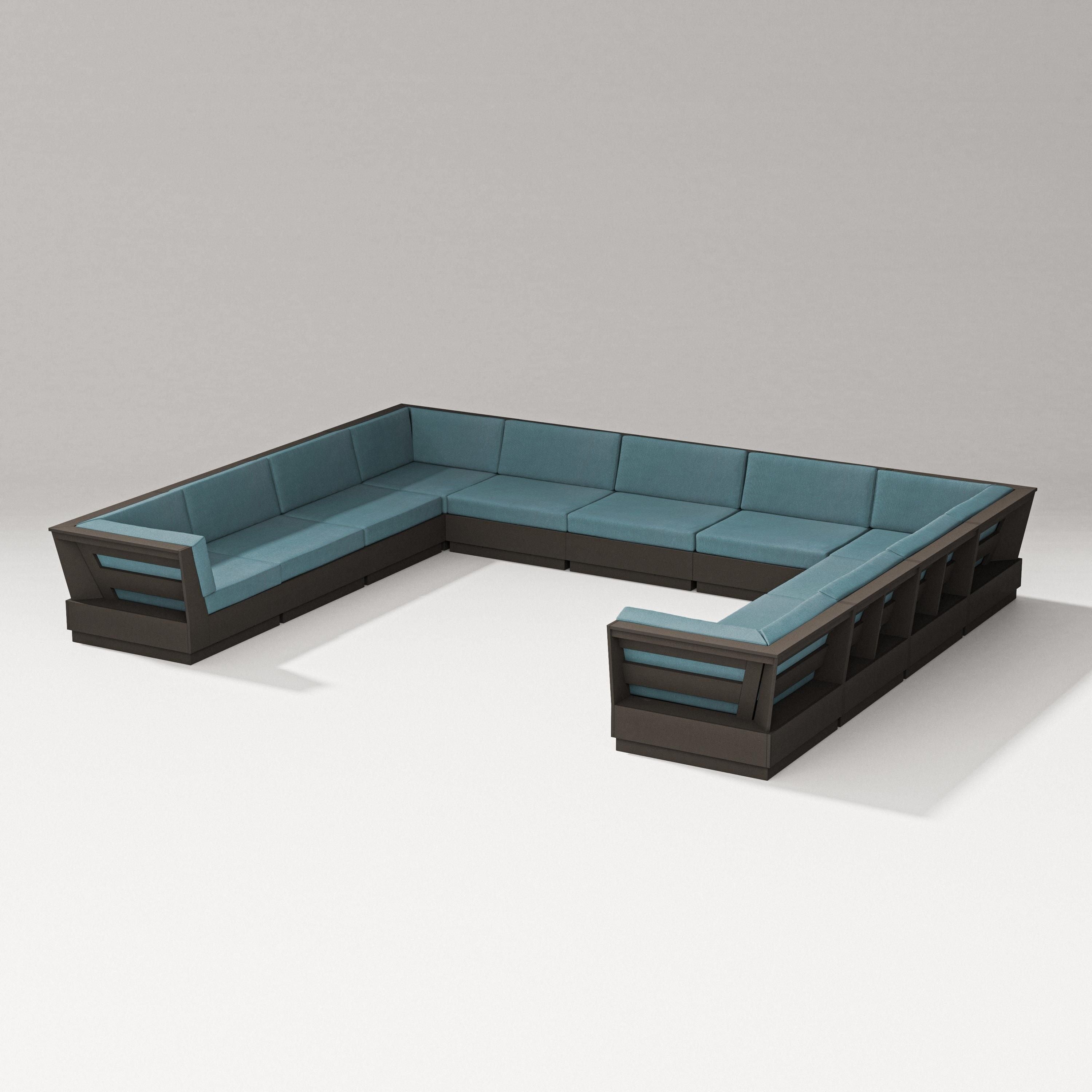 PW Designer Series Elevate Large U-Shaped Sectional in Vintage Coffee / Ocean Teal