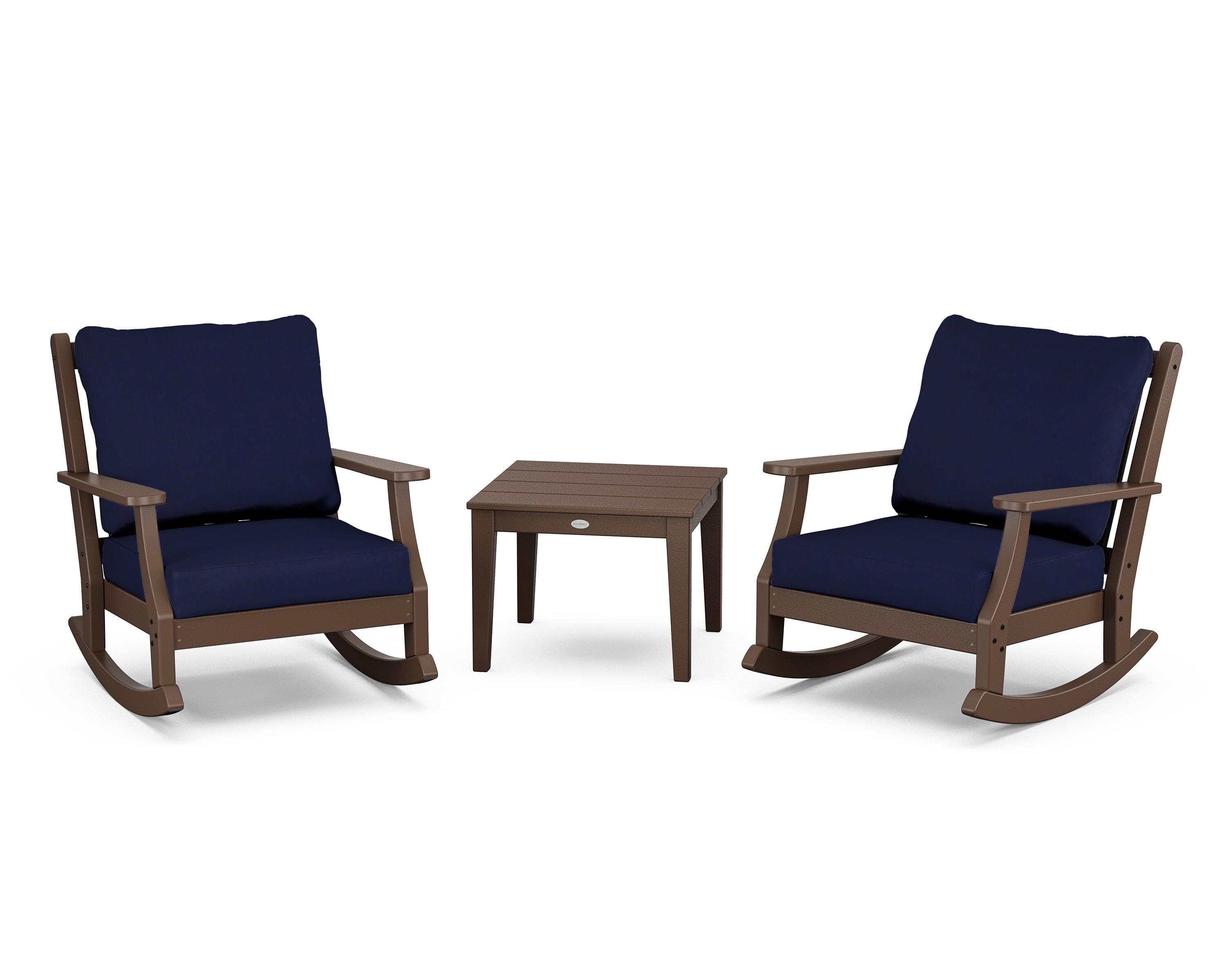 Country Living Wovendale 3-Piece Deep Seating Rocker Set in Mahogany / Navy