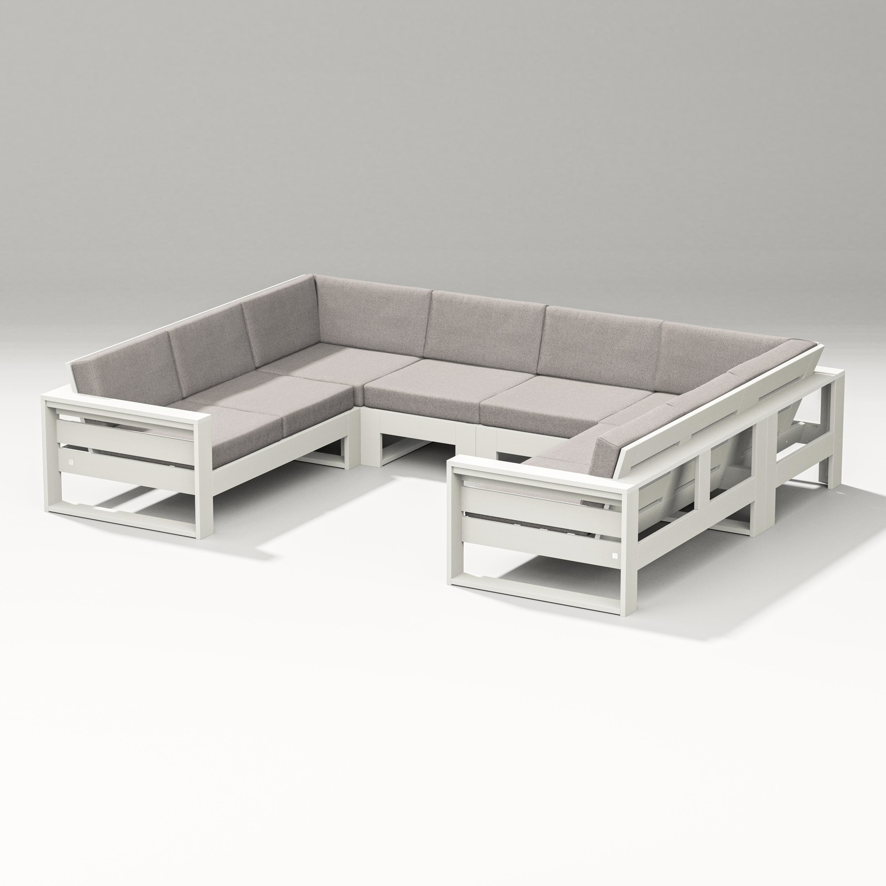 PW Designer Series Latitude U-Shaped Sectional in Vintage White / Weathered Tweed