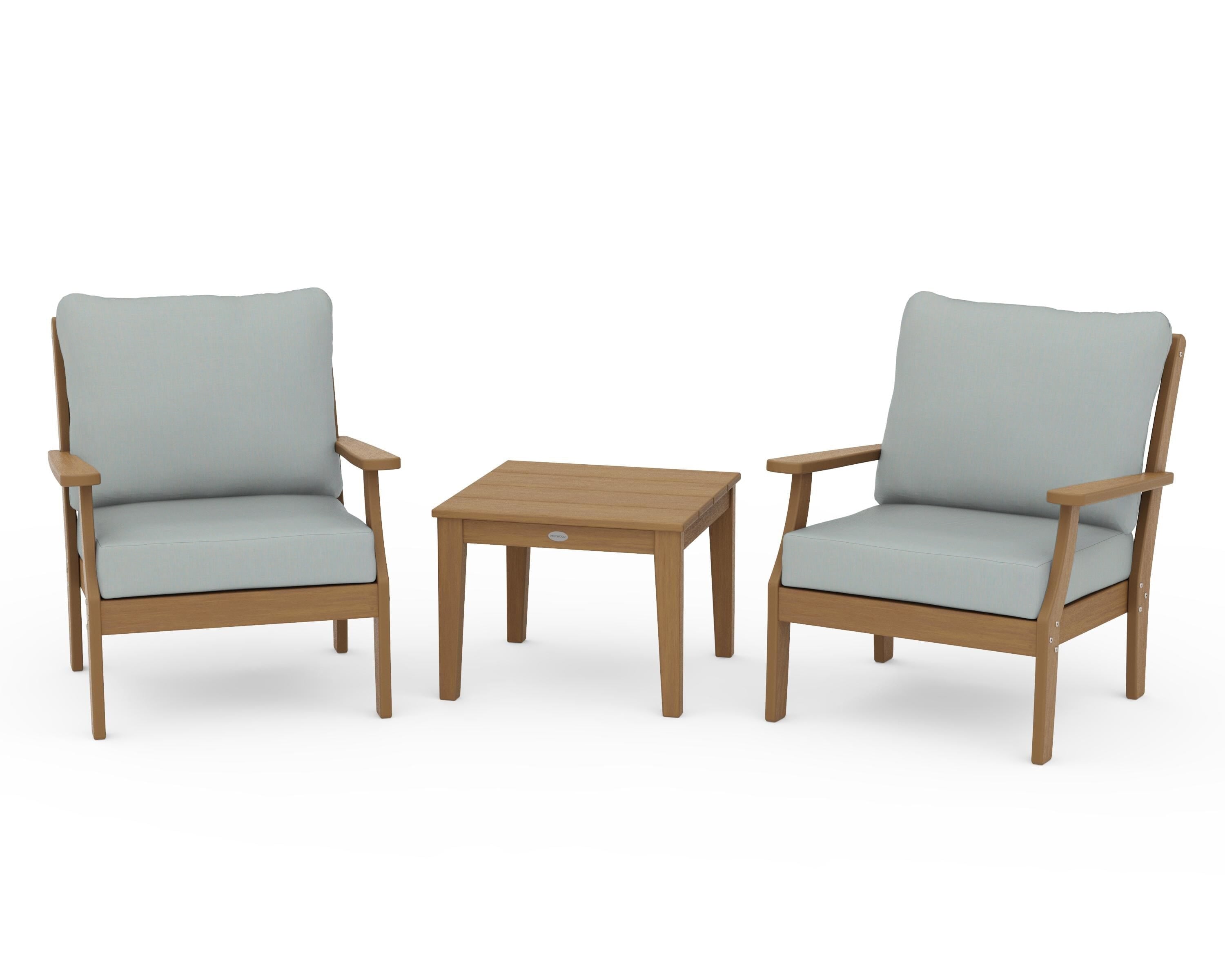 POLYWOOD Braxton 3-Piece Deep Seating Set in Natural / Spa