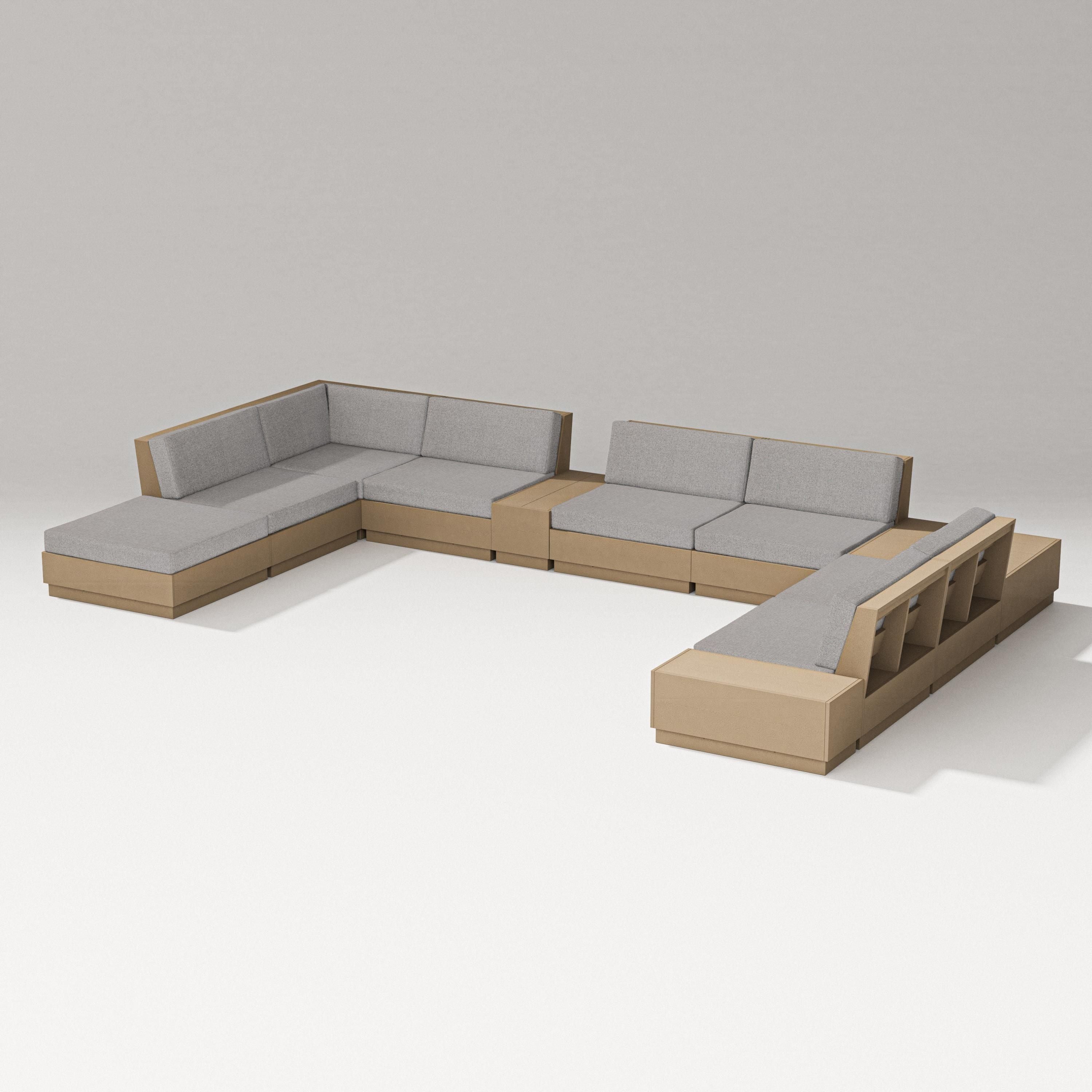 PW Designer Series Elevate 11-Piece Conversation Sectional Set in Vintage Sahara / Grey Mist