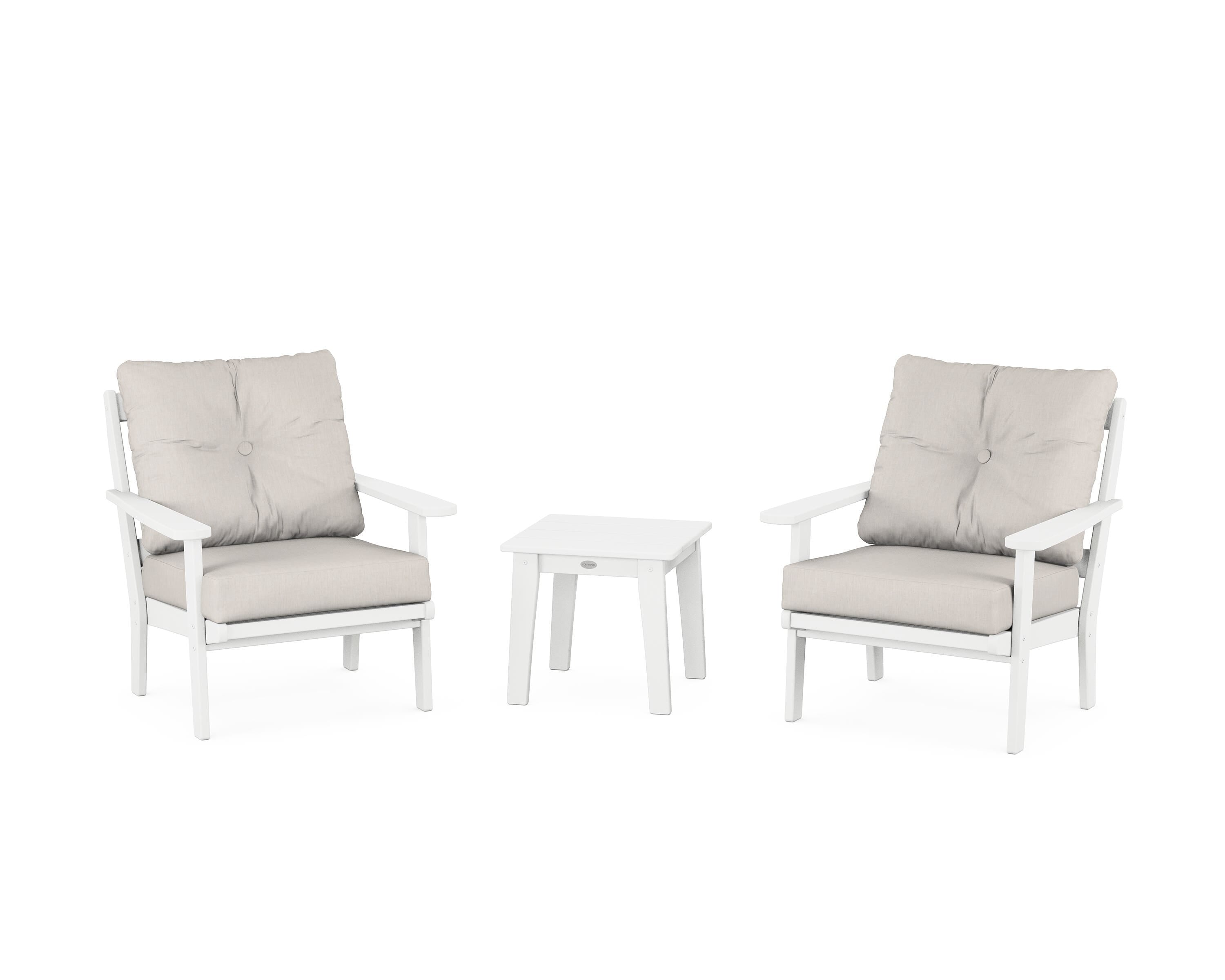 POLYWOOD Mission 3-Piece Deep Seating Set in White / Cast Ash