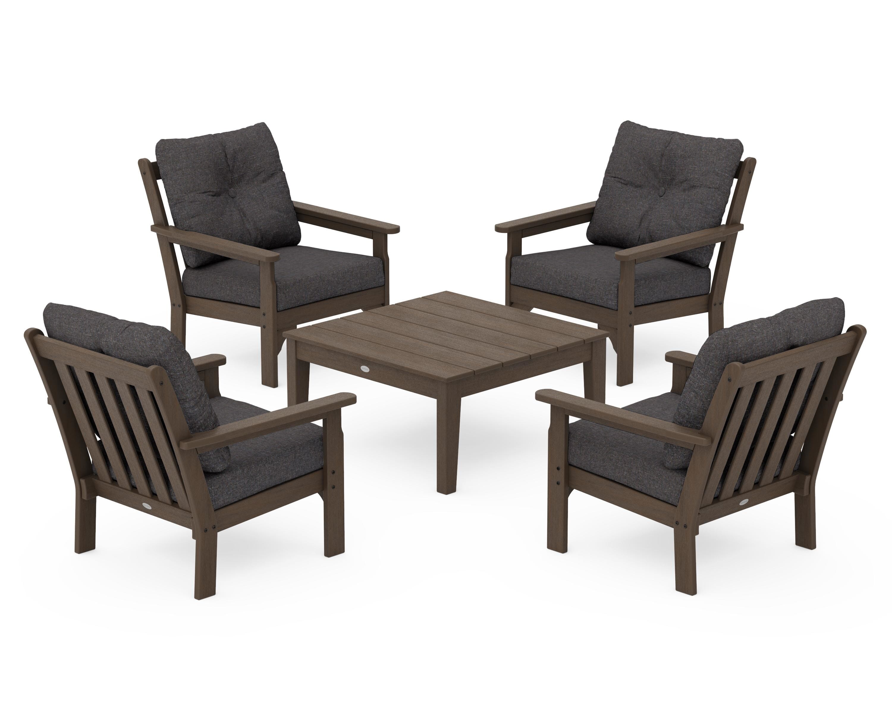 POLYWOOD Vineyard 5-Piece Deep Seating Conversation Set in Kona / Ash Charcoal