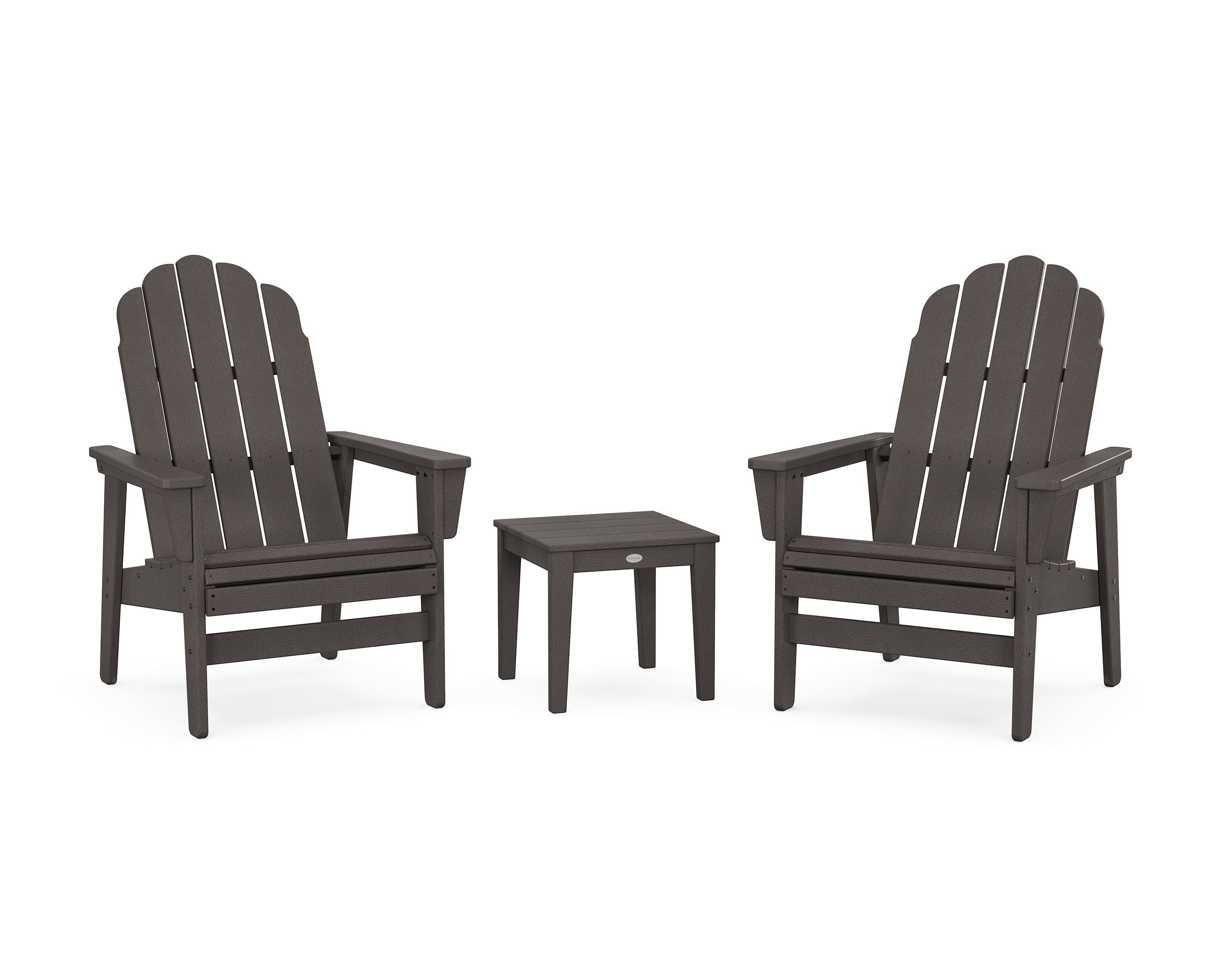 POLYWOOD 3-Piece Vineyard Grand Upright Adirondack Set in Vintage Coffee