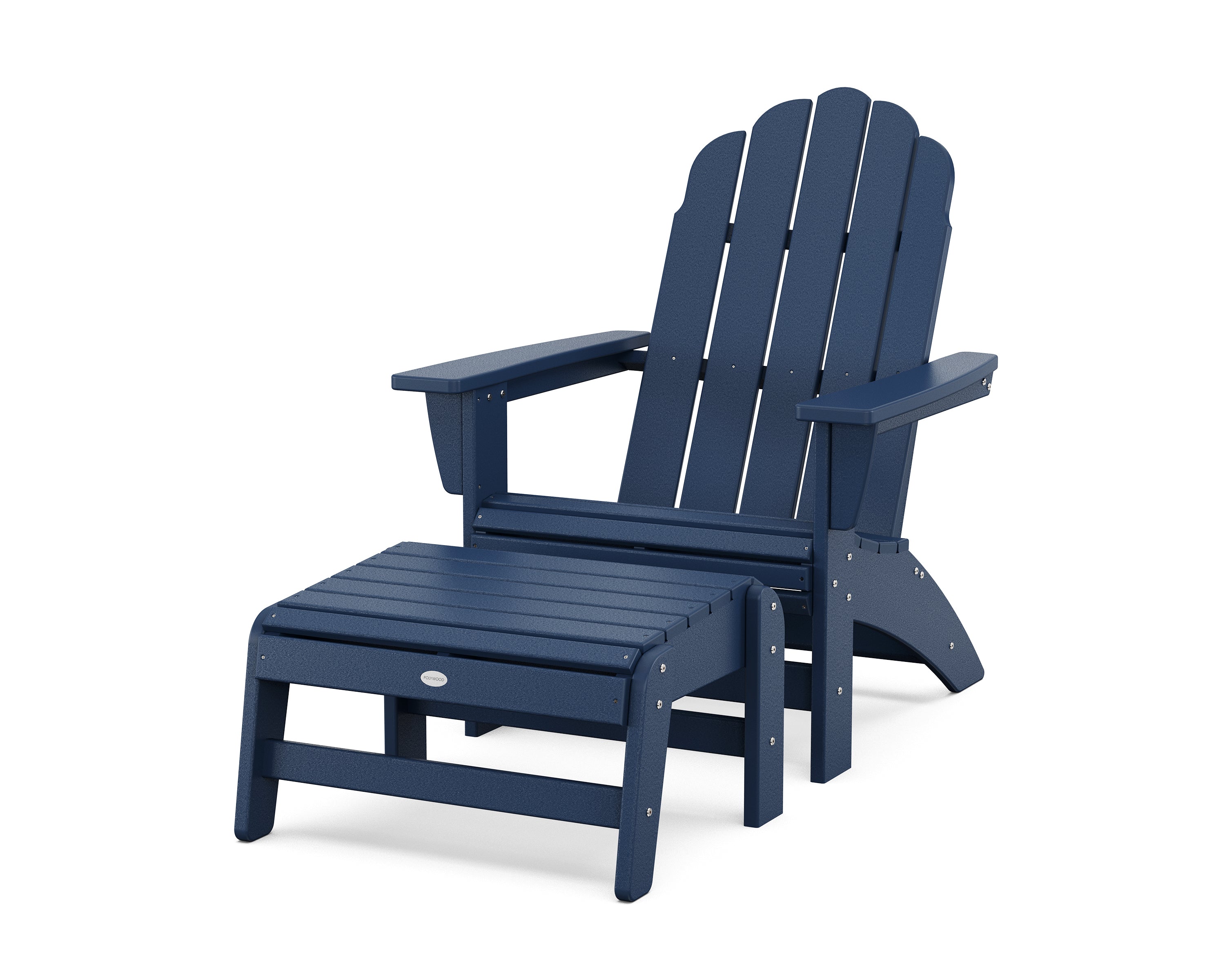 POLYWOOD Vineyard Grand Adirondack Chair with Ottoman in Navy