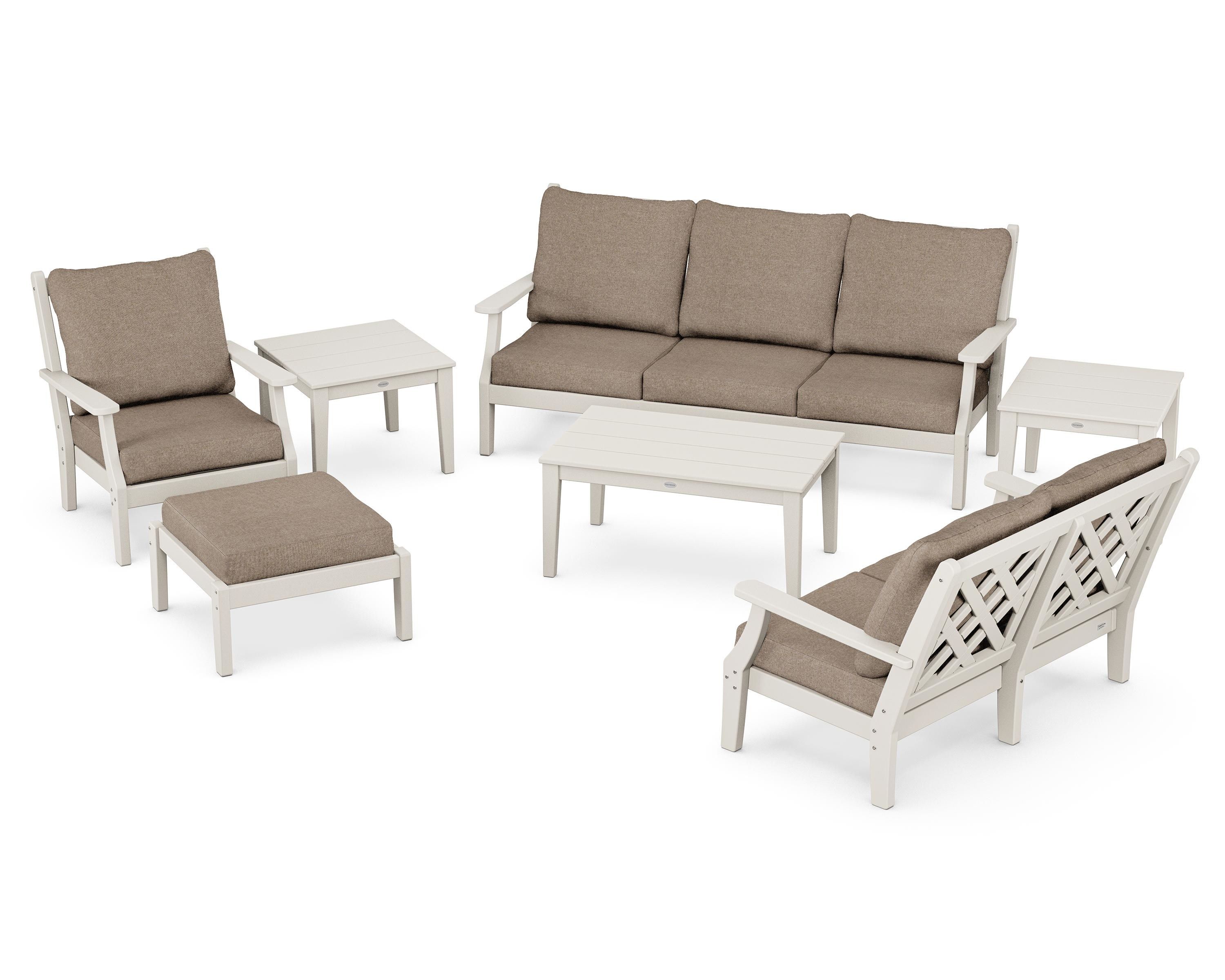Country Living Wovendale 7-Piece Deep Seating Set in Sand / Spiced Burlap
