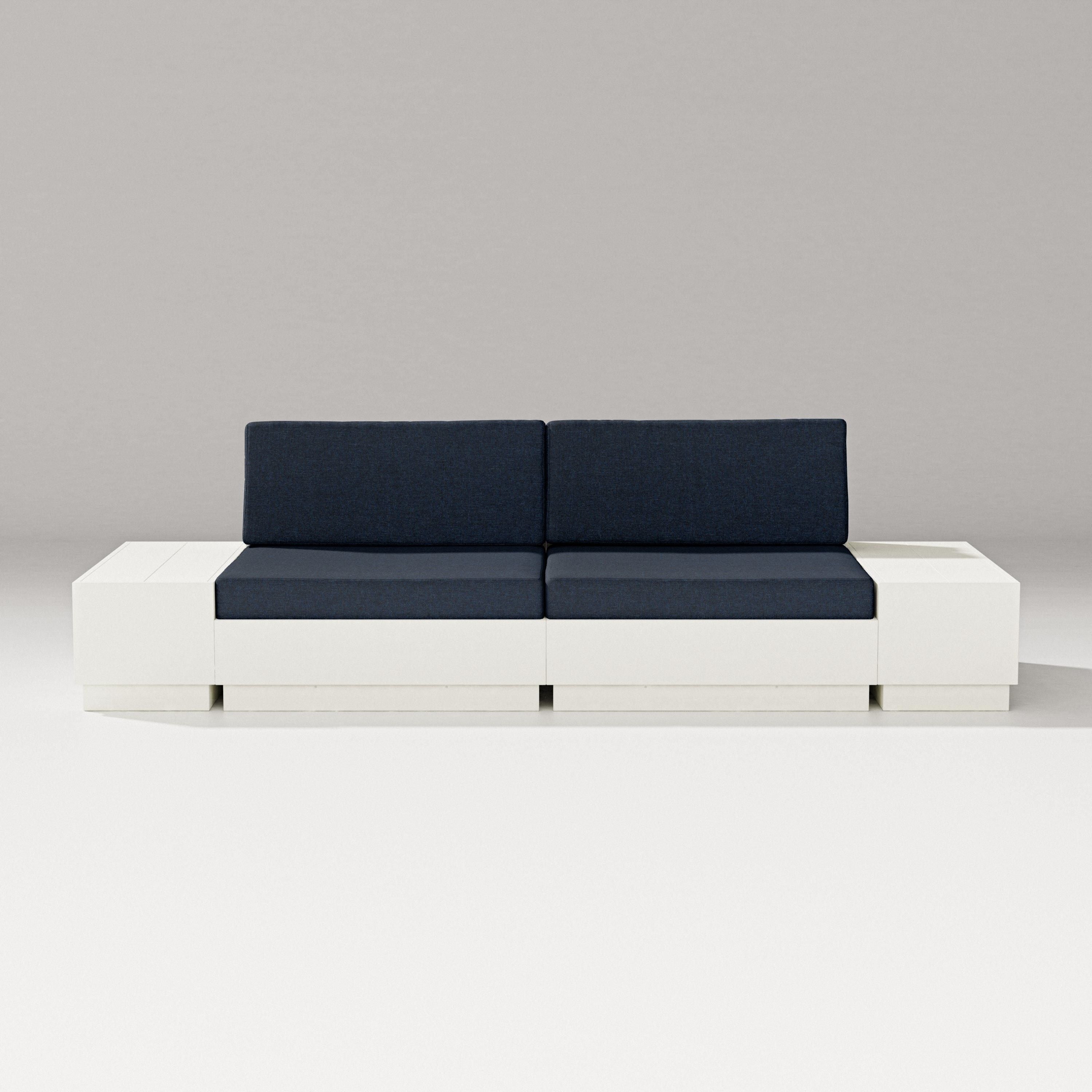 PW Designer Series Elevate 4-Piece Loveseat Sectional in Vintage White / Marine Indigo