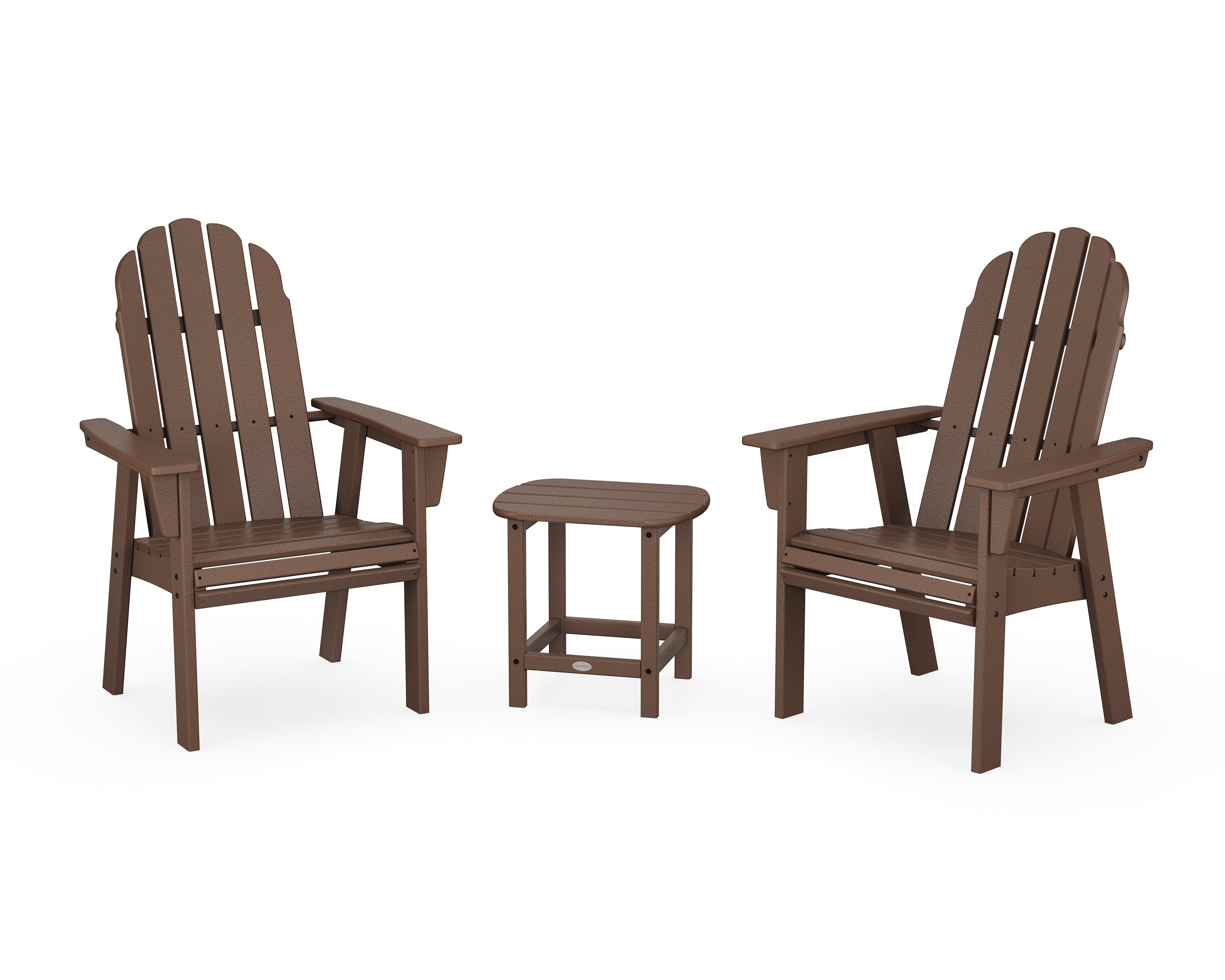 POLYWOOD Vineyard 3-Piece Curveback Upright Adirondack Chair Set in Mahogany