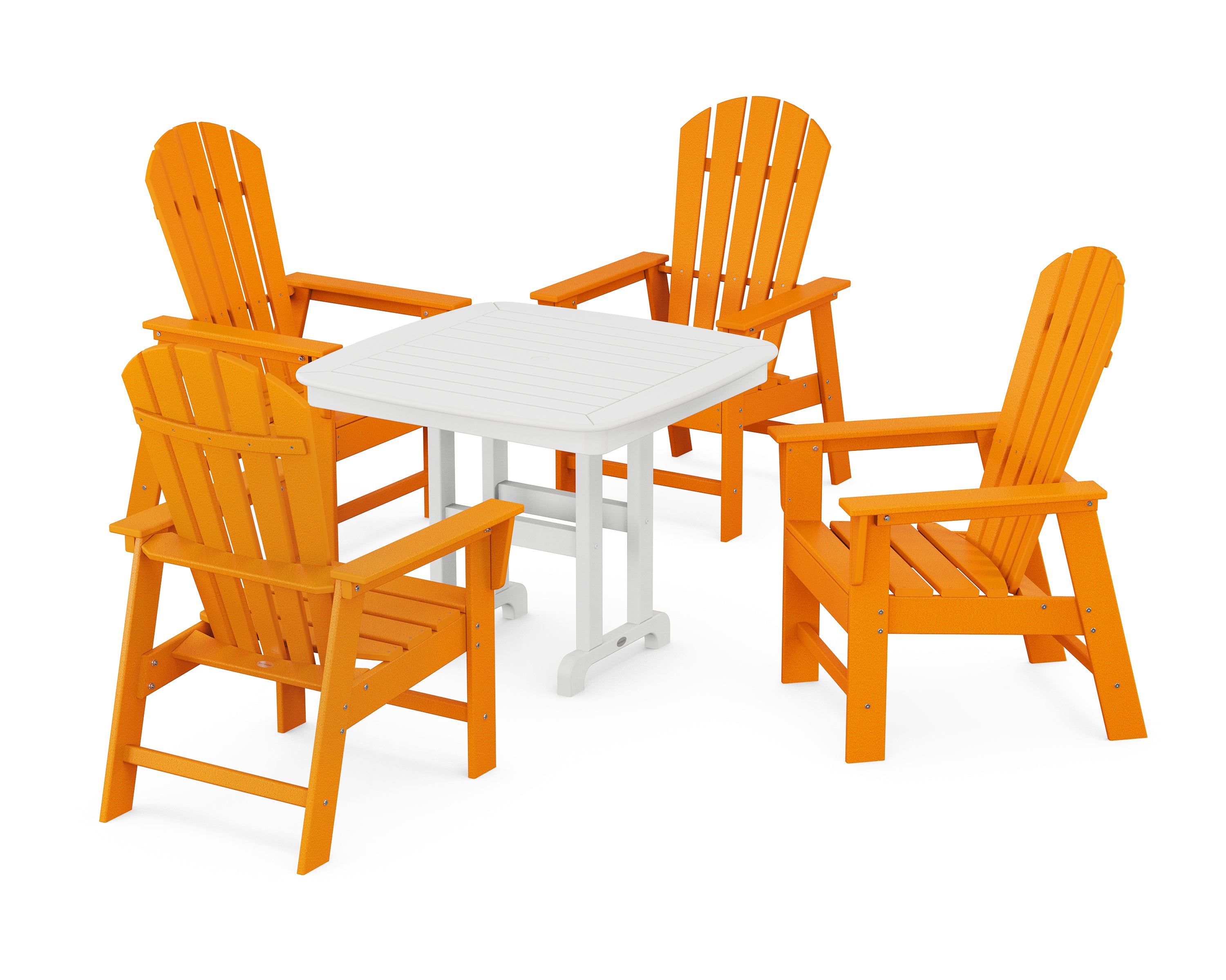 POLYWOOD South Beach 5-Piece Dining Set in Tangerine / White