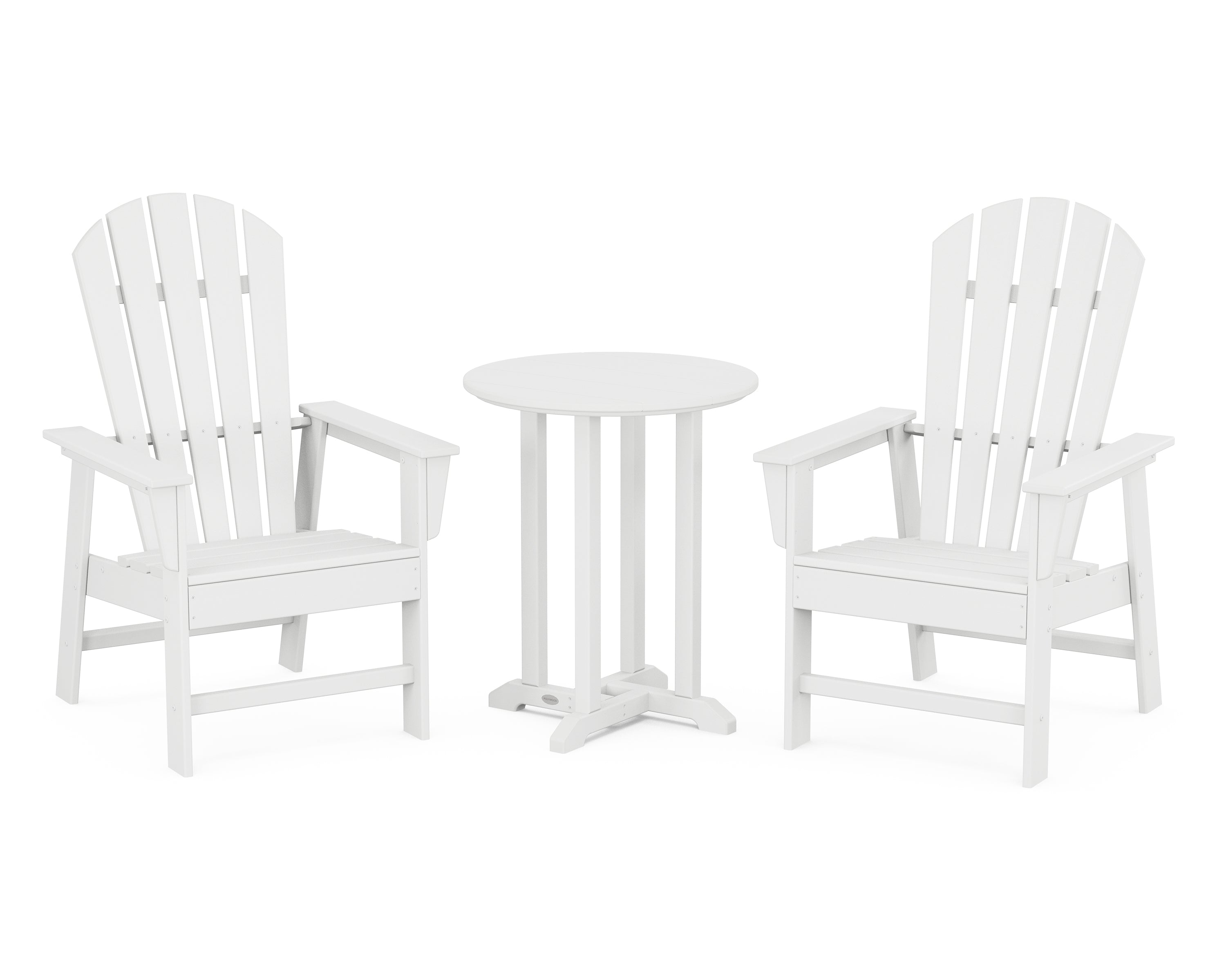 POLYWOOD South Beach 3-Piece Round Farmhouse Bistro Dining Set in White