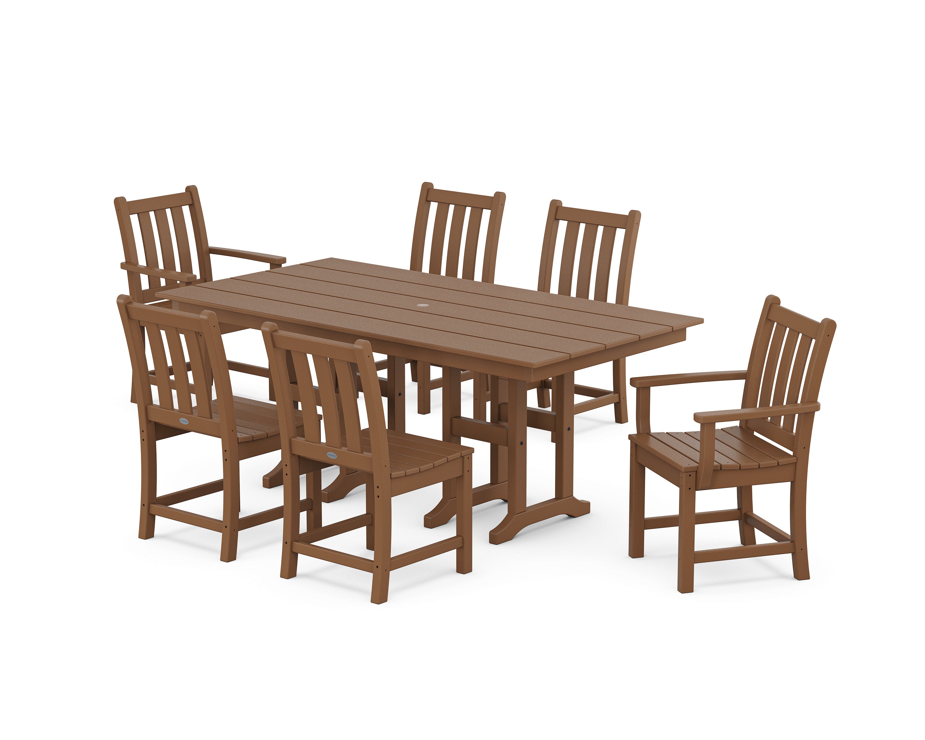 POLYWOOD Traditional Garden 7-Piece Farmhouse Dining Set in Teak