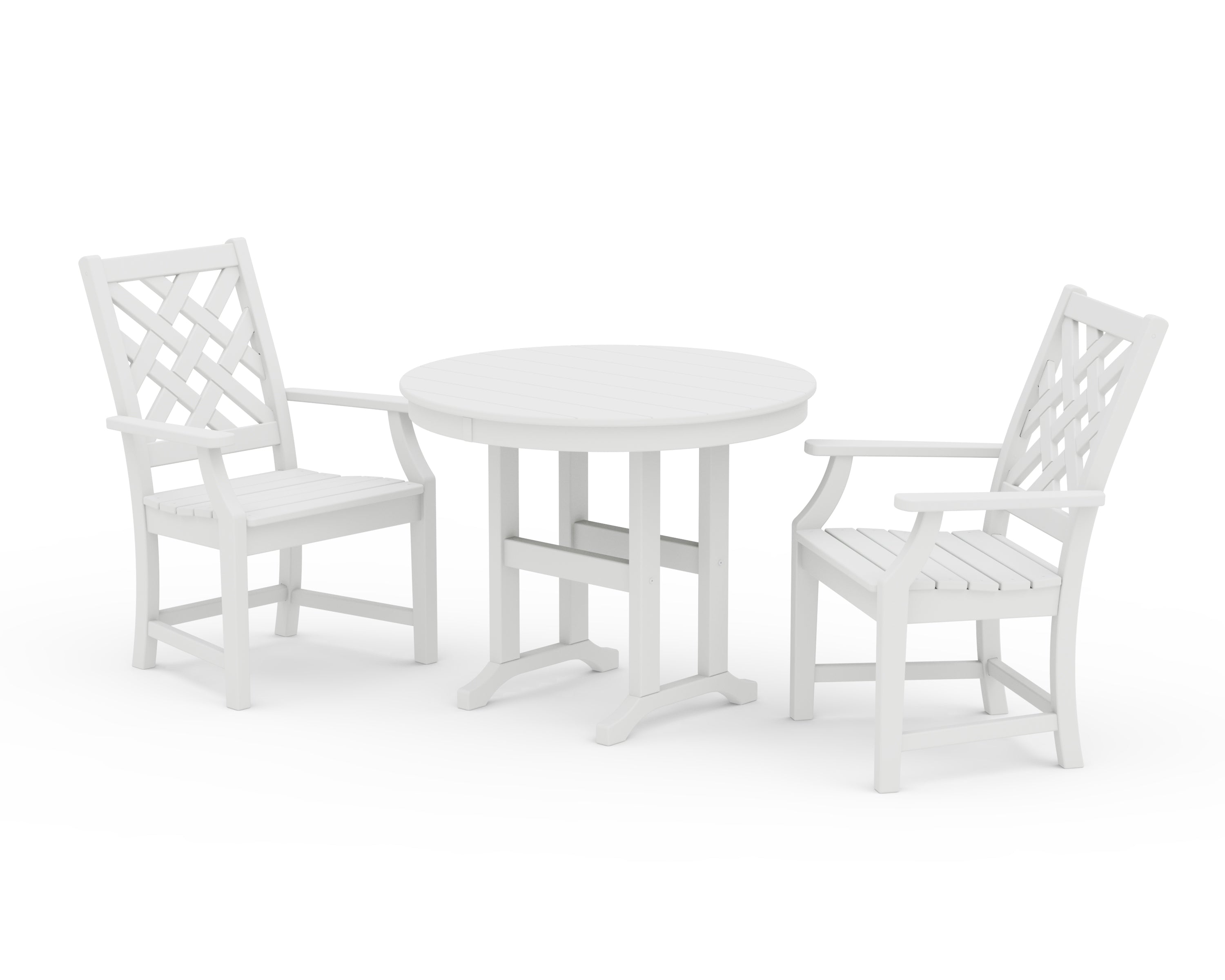 POLYWOOD Wovendale 3-Piece Farmhouse Dining Set in White