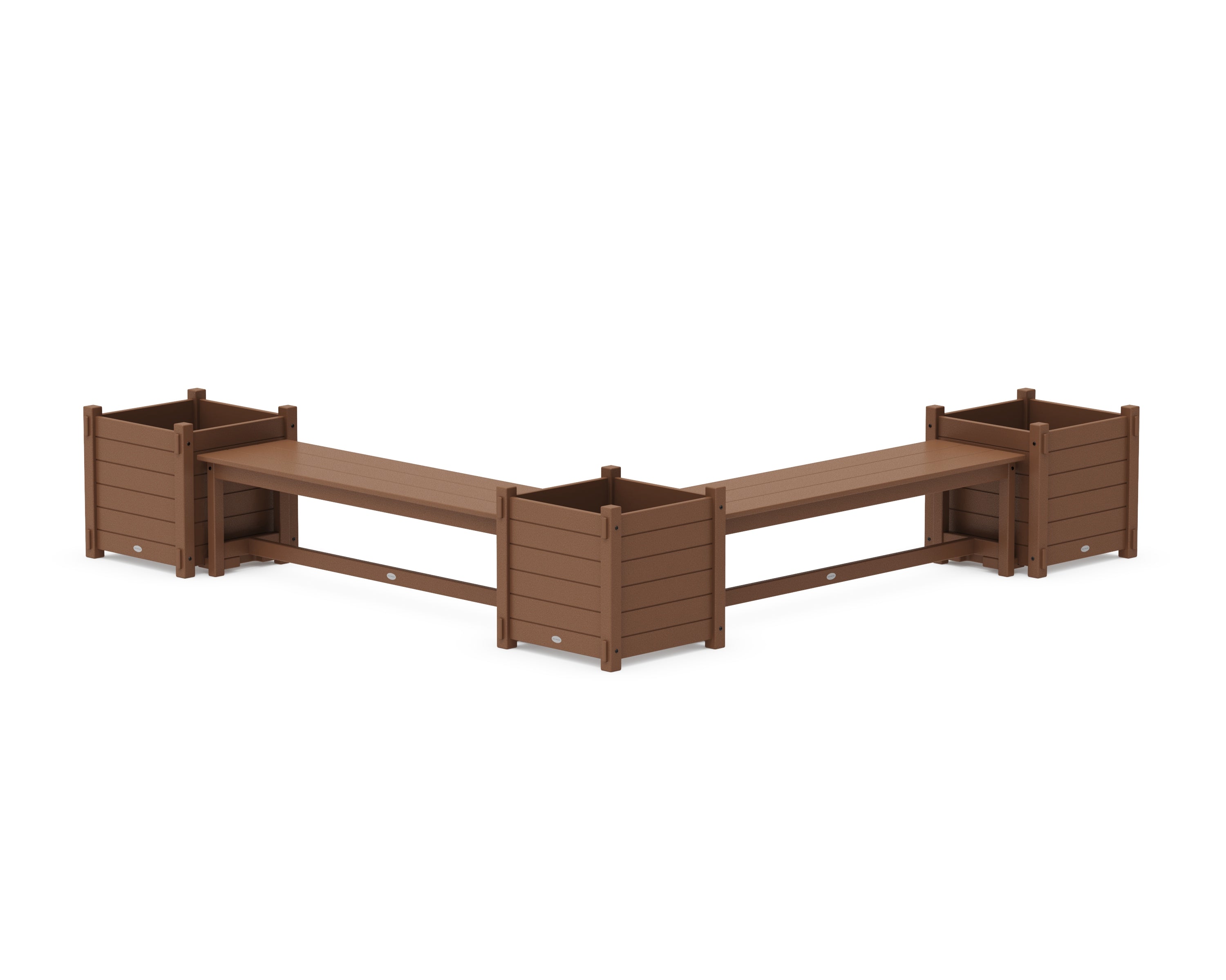 POLYWOOD 60" Nautical L- Shaped Planter Bench Corner Set - Large in Teak