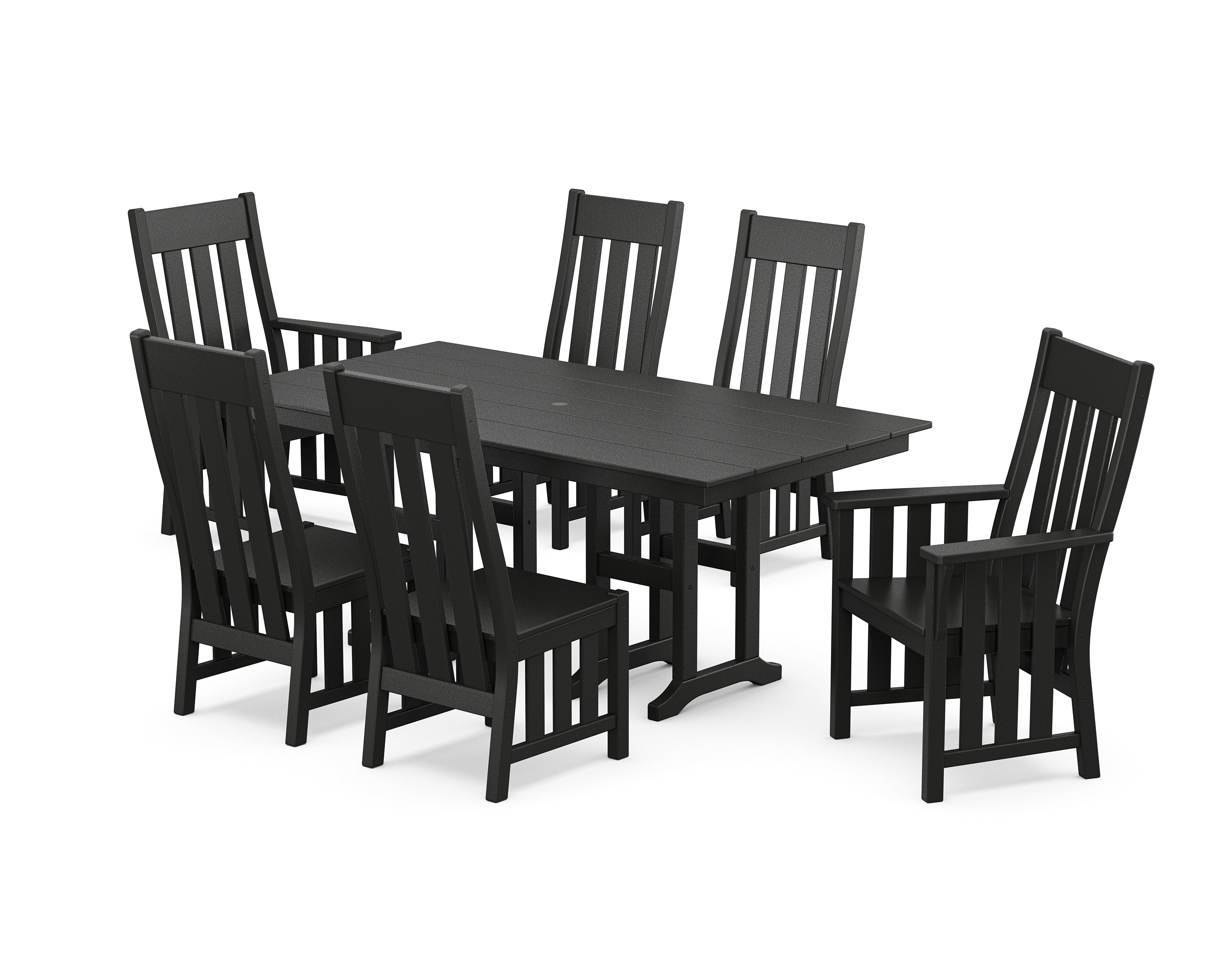 Martha Stewart by POLYWOOD Acadia 7-Piece Farmhouse Dining Set in Black