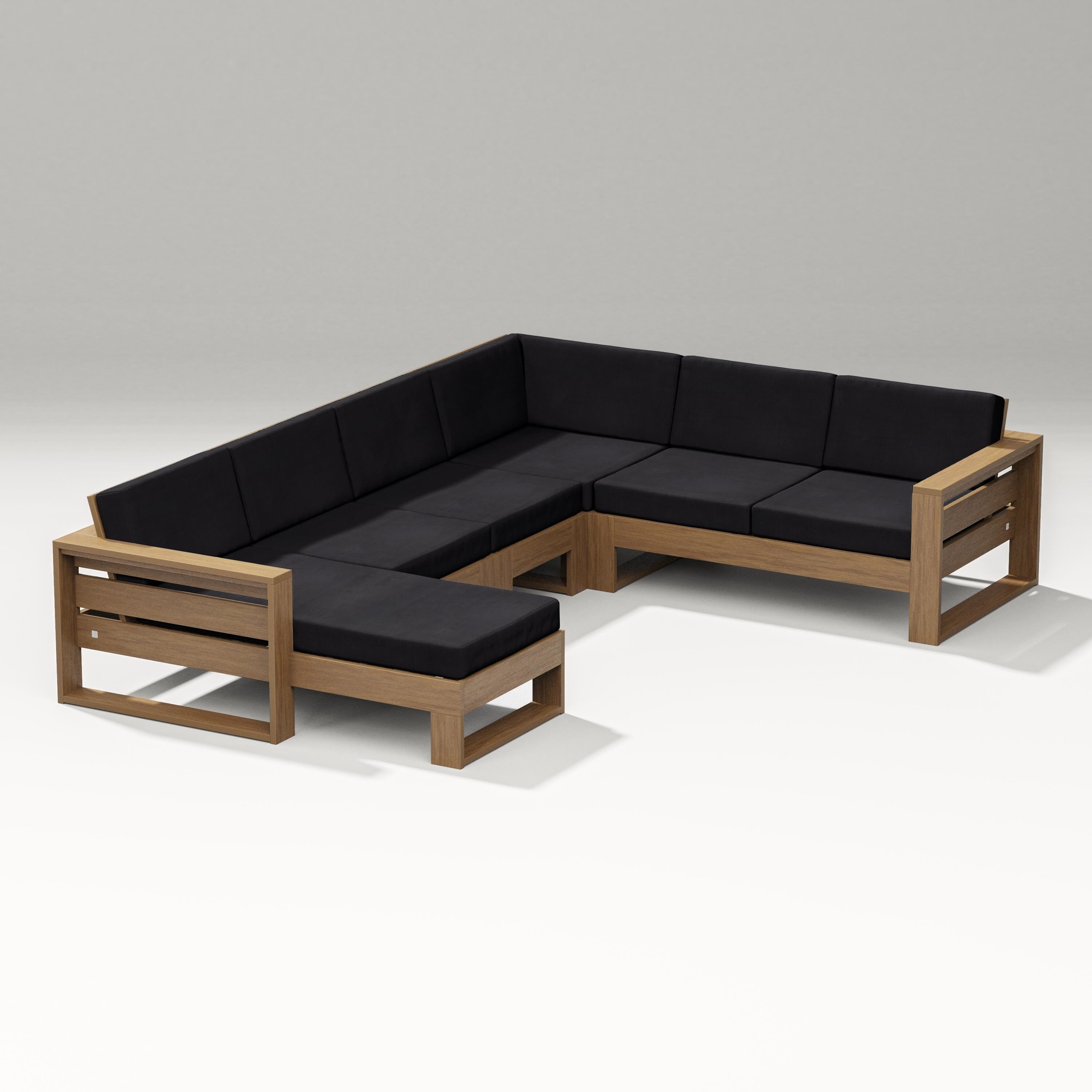 PW Designer Series Latitude Corner Sectional with Left Chaise in Natural / Midnight Linen