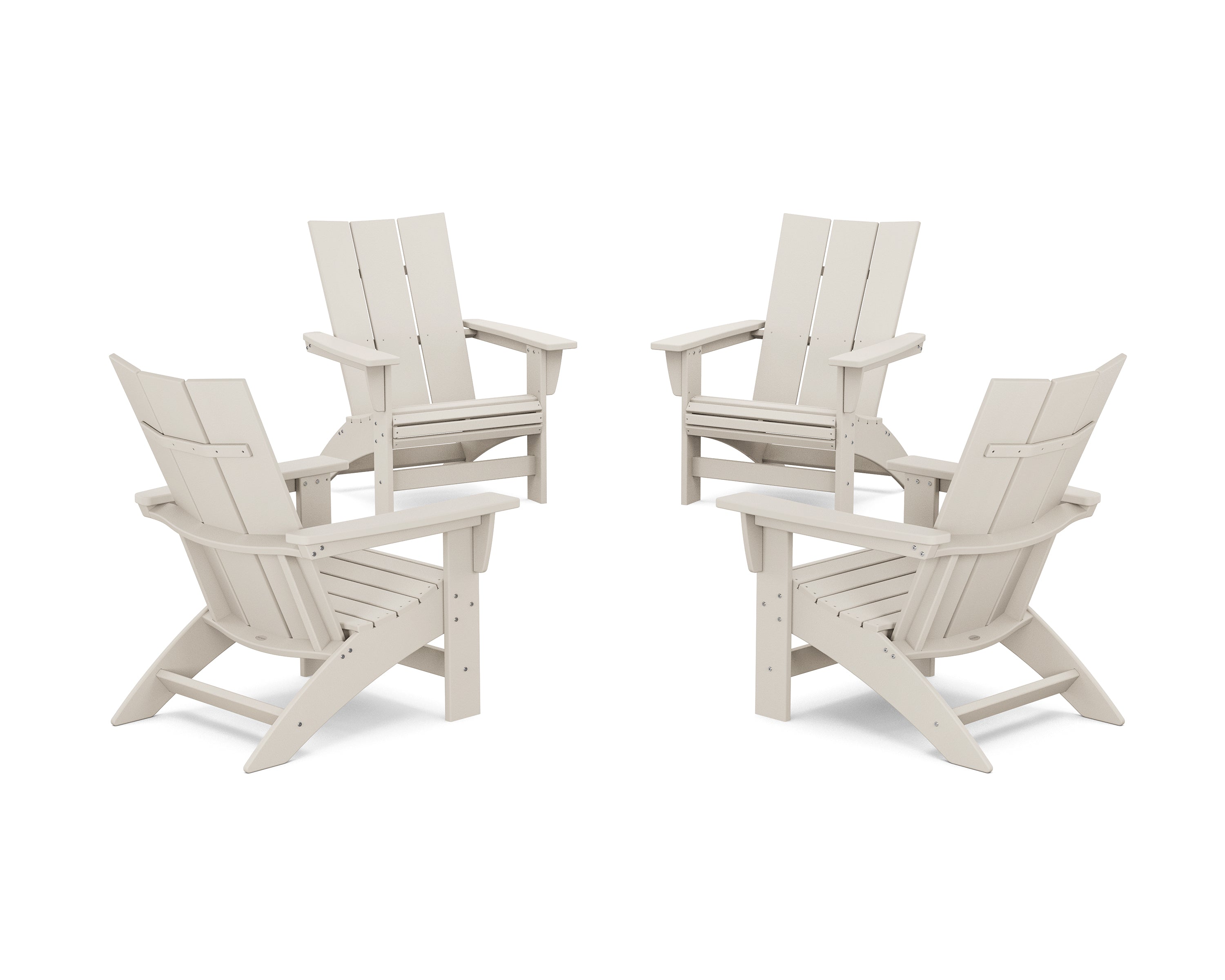 POLYWOOD 4-Piece Modern Grand Adirondack Chair Conversation Set in Sand