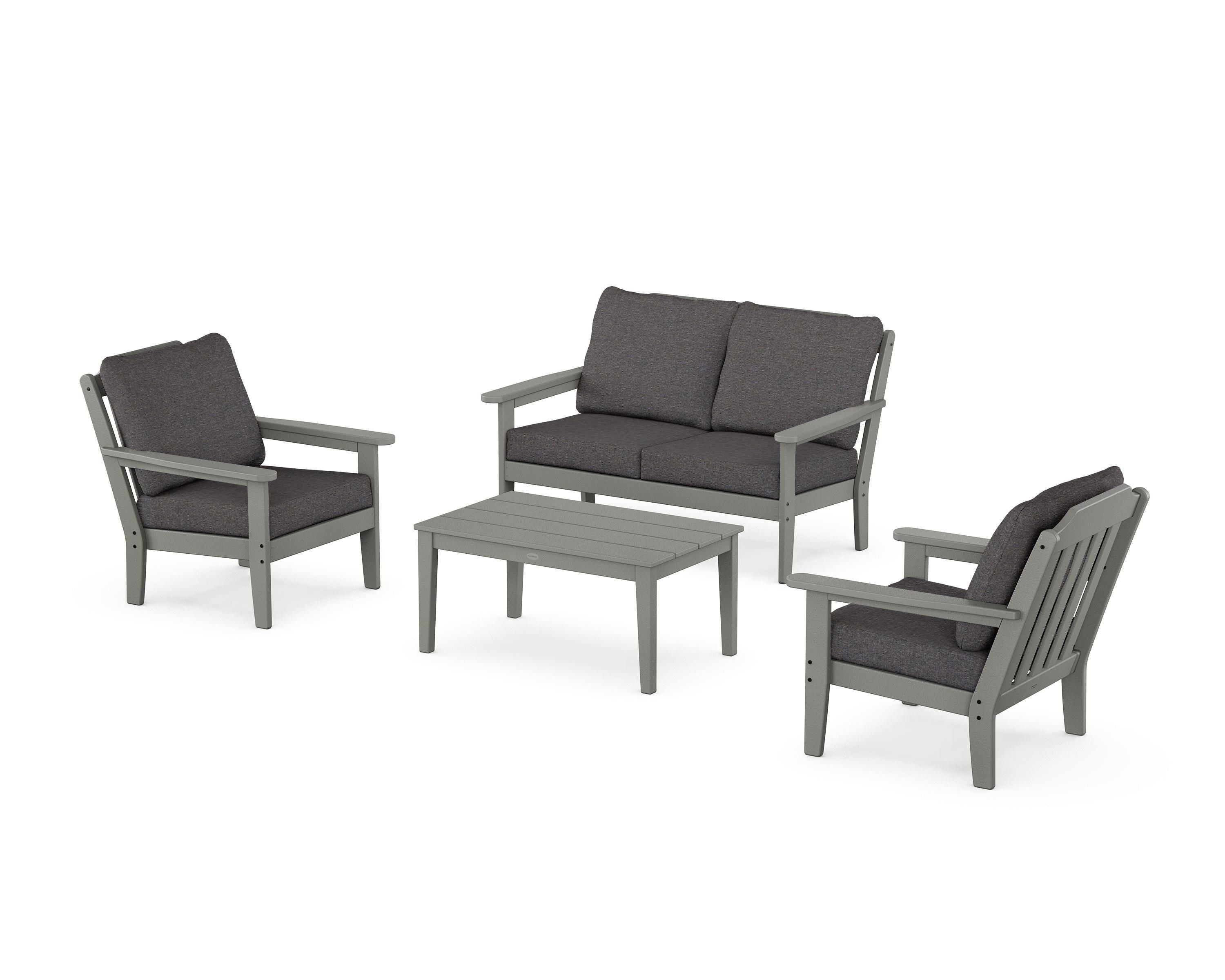 Country Living Cottage 4-Piece Deep Seating Set with Loveseat in Slate Grey / Ash Charcoal