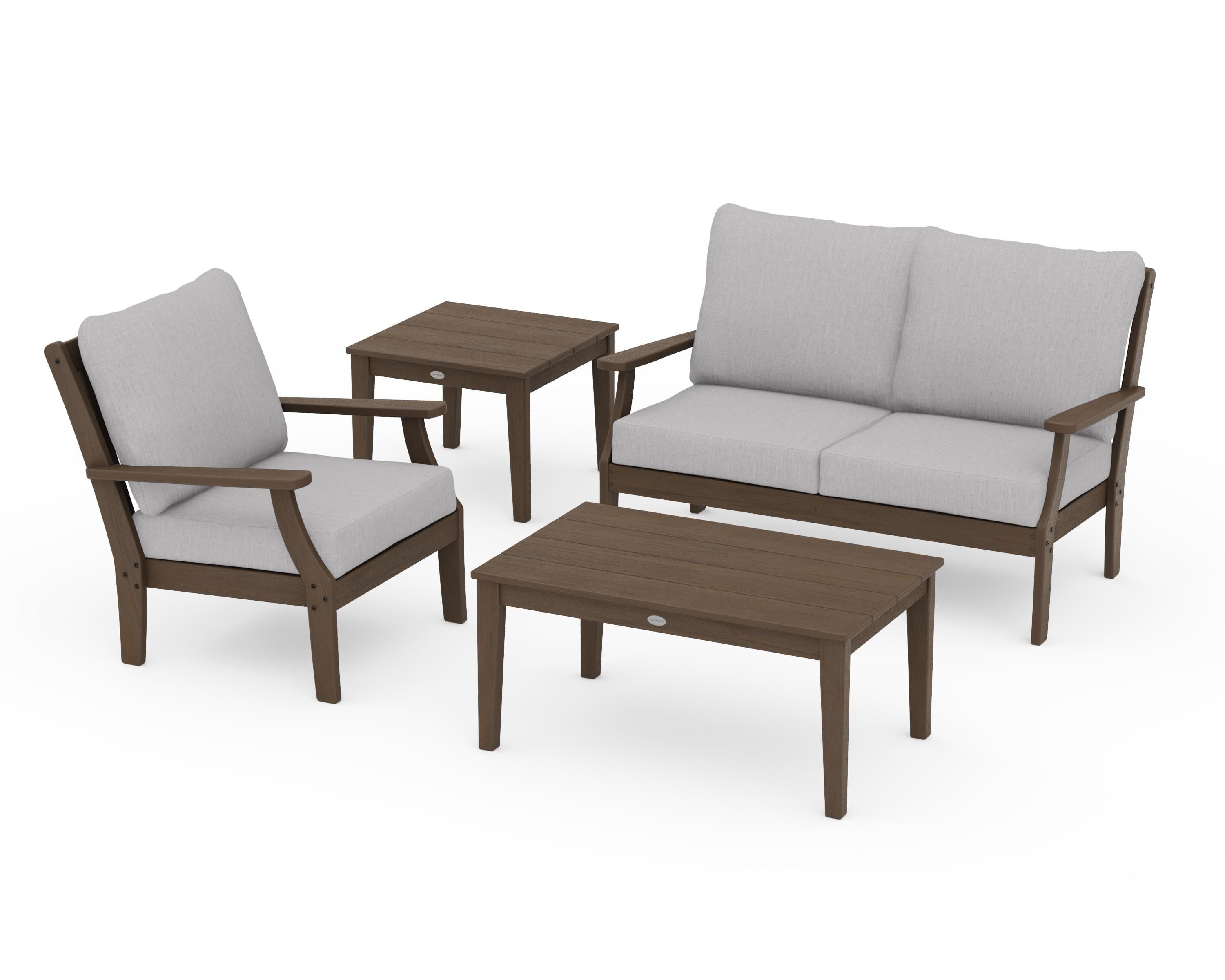 POLYWOOD Braxton 4-Piece Deep Seating Set in Kona / Granite