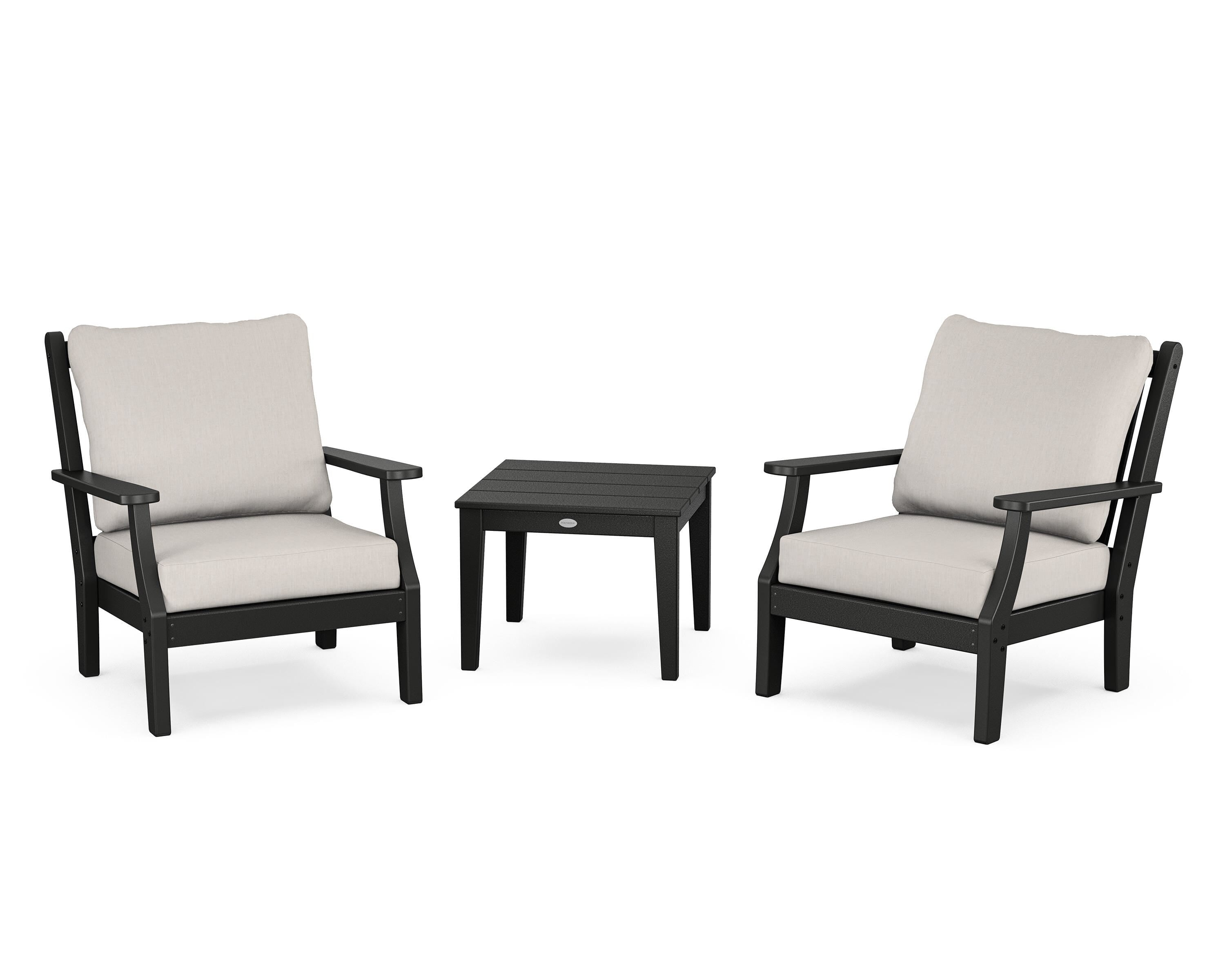 Country Living Wovendale 3-Piece Deep Seating Set in Black / Cast Ash