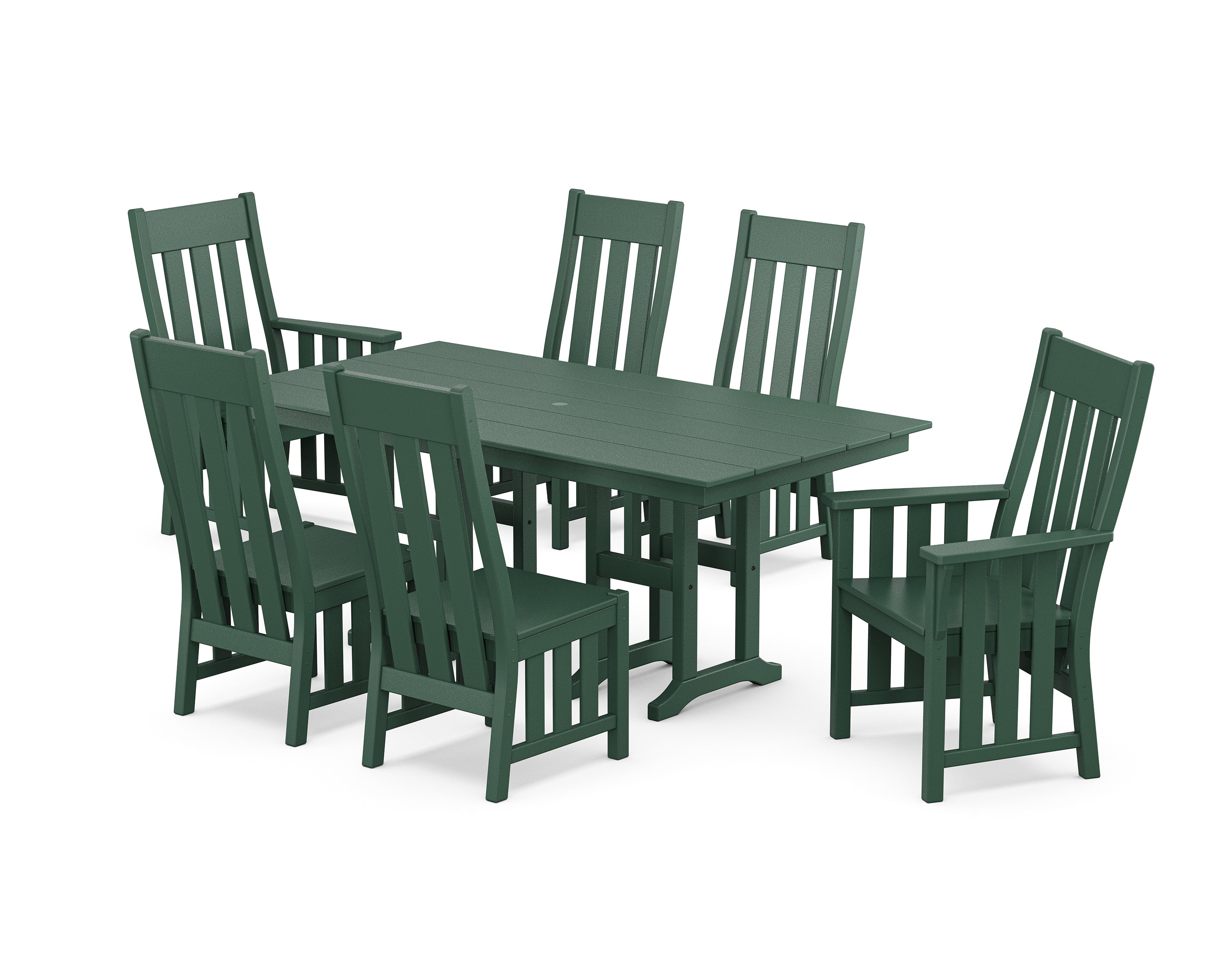 Martha Stewart by POLYWOOD Acadia 7-Piece Farmhouse Dining Set in Green
