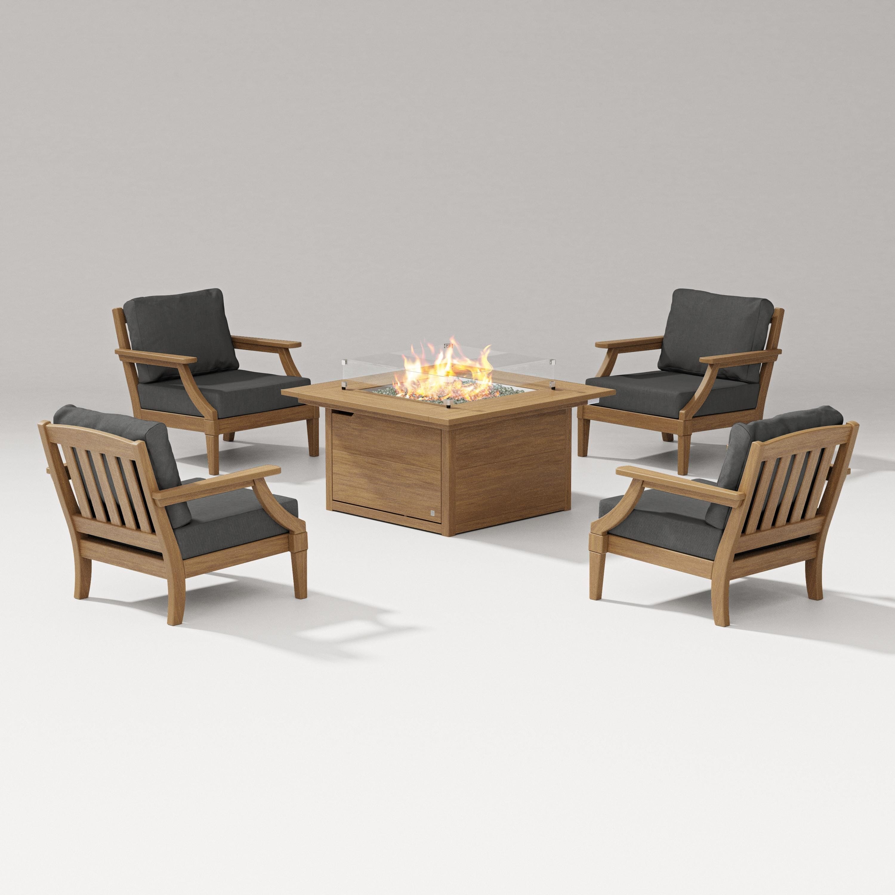 PW Designer Series Estate 5-Piece Lounge Fire Table Set in Natural / Spectrum Carbon