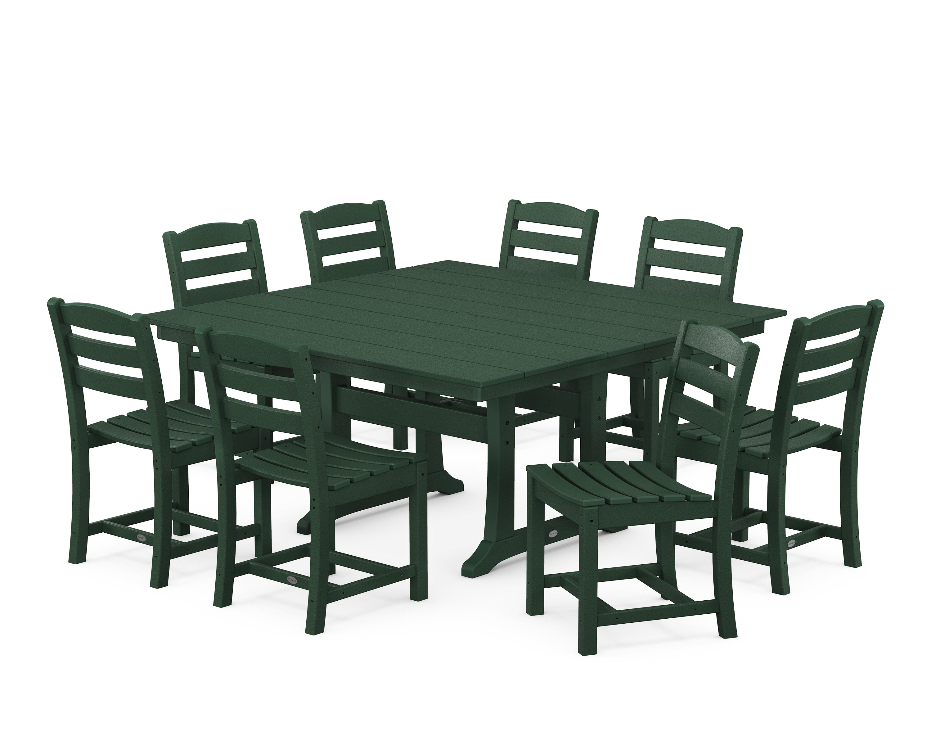 POLYWOOD La Casa Café 9-Piece Farmhouse Trestle Dining Set in Green
