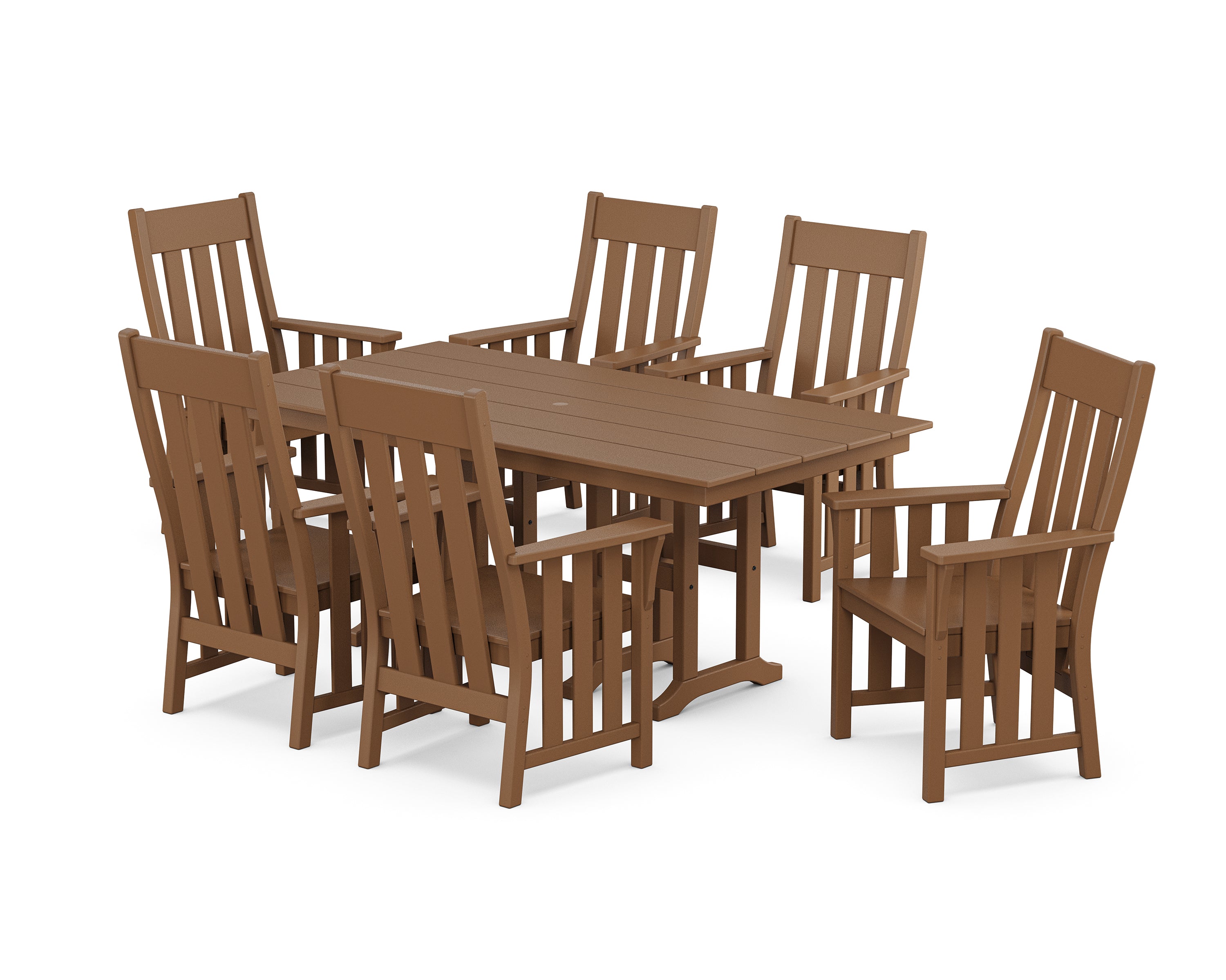 Martha Stewart by POLYWOOD Acadia Arm Chair 7-Piece Farmhouse Dining Set in Teak