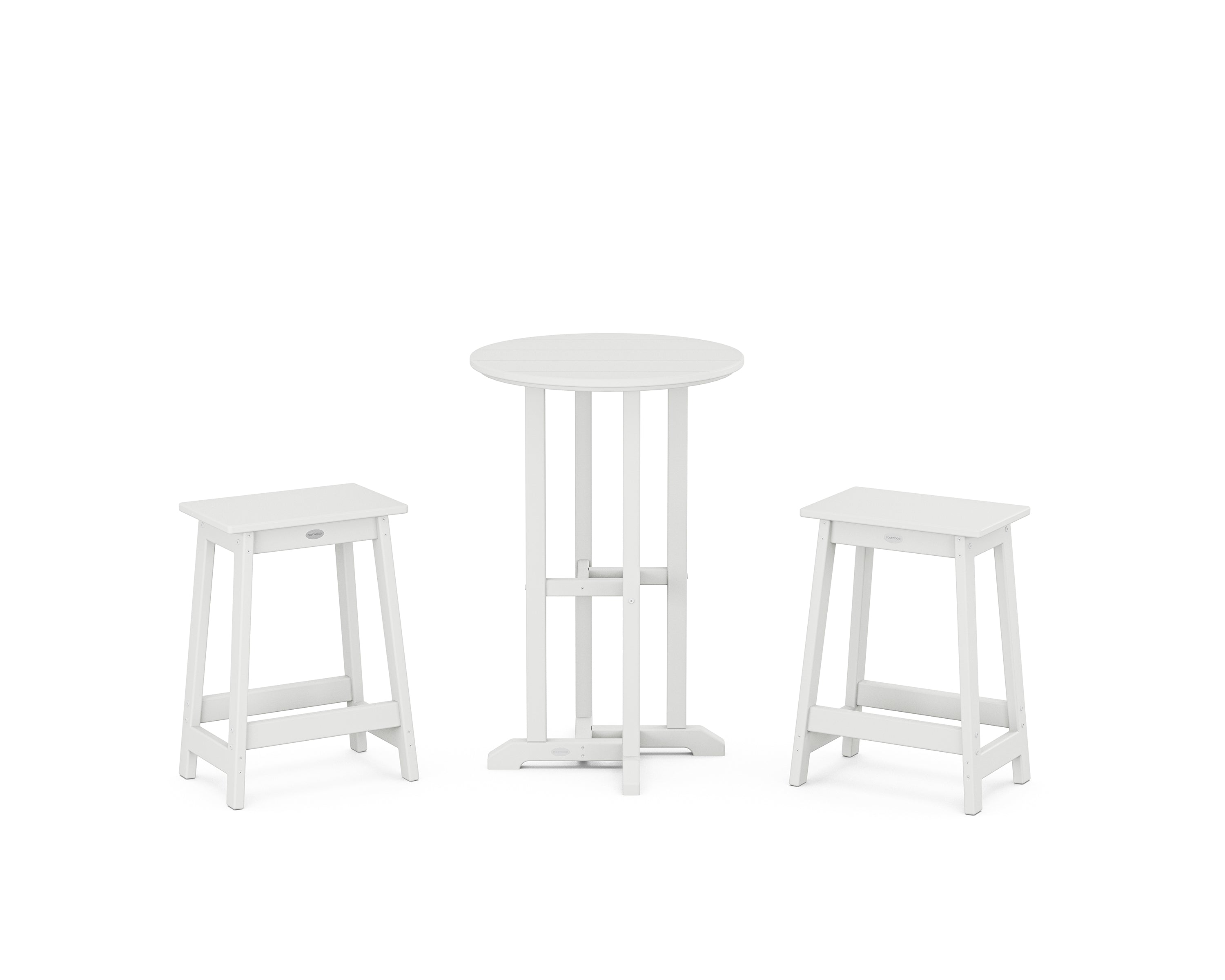 POLYWOOD Modern Studio Counter Stool 3-Piece Bistro Set in White