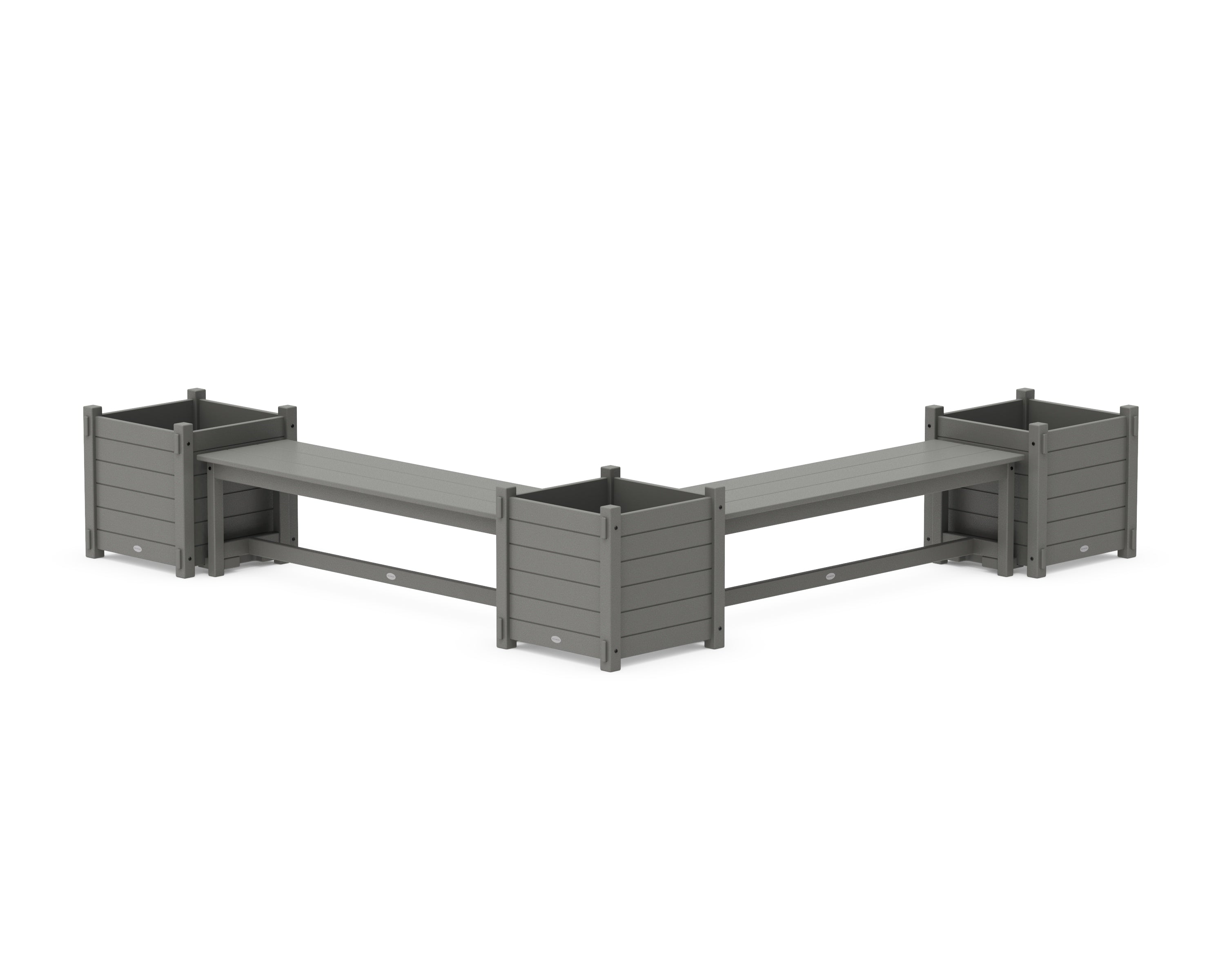 POLYWOOD 60" Nautical L- Shaped Planter Bench Corner Set - Large in Slate Grey
