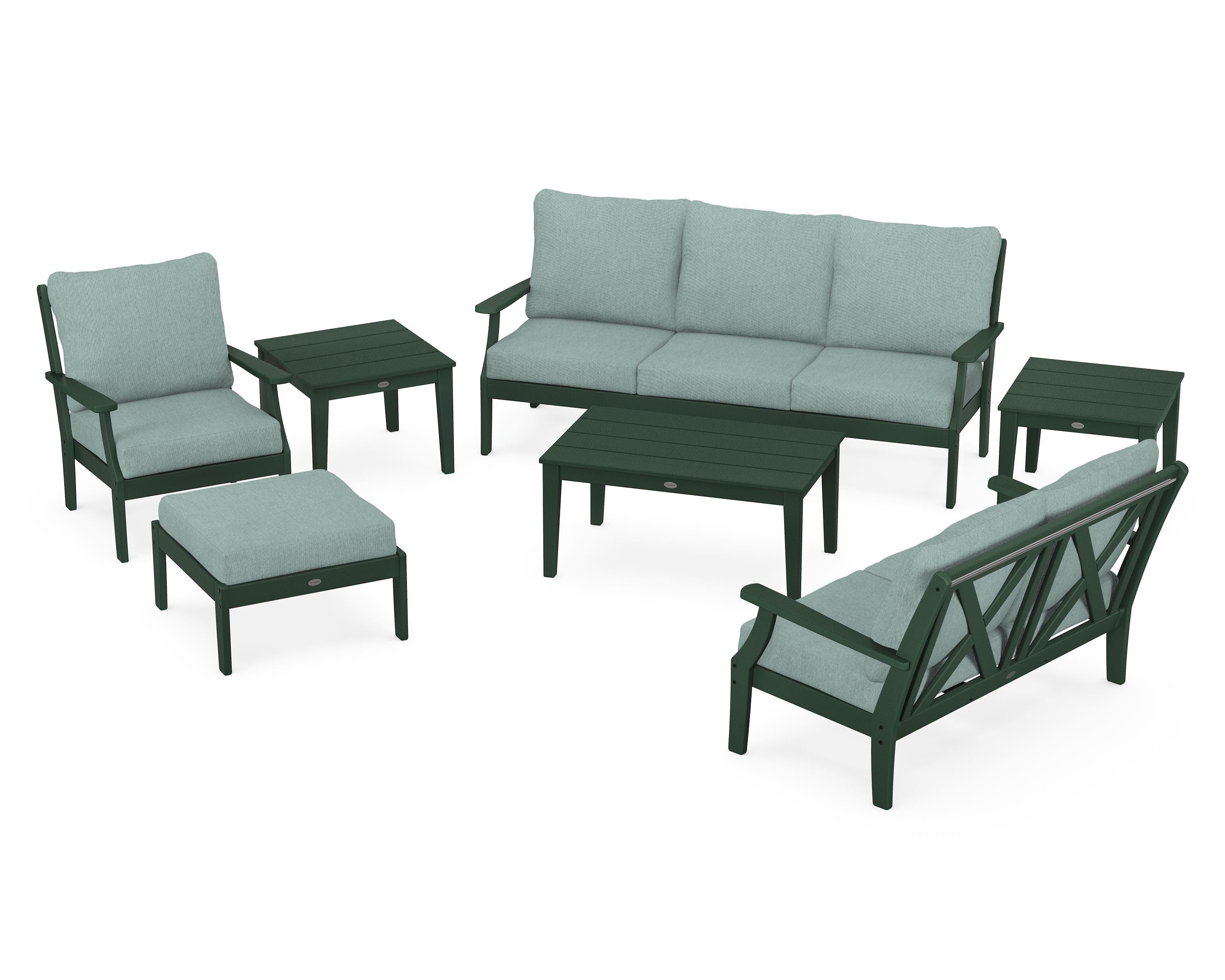 POLYWOOD Braxton 7-Piece Deep Seating Set in Green / Glacier Spa