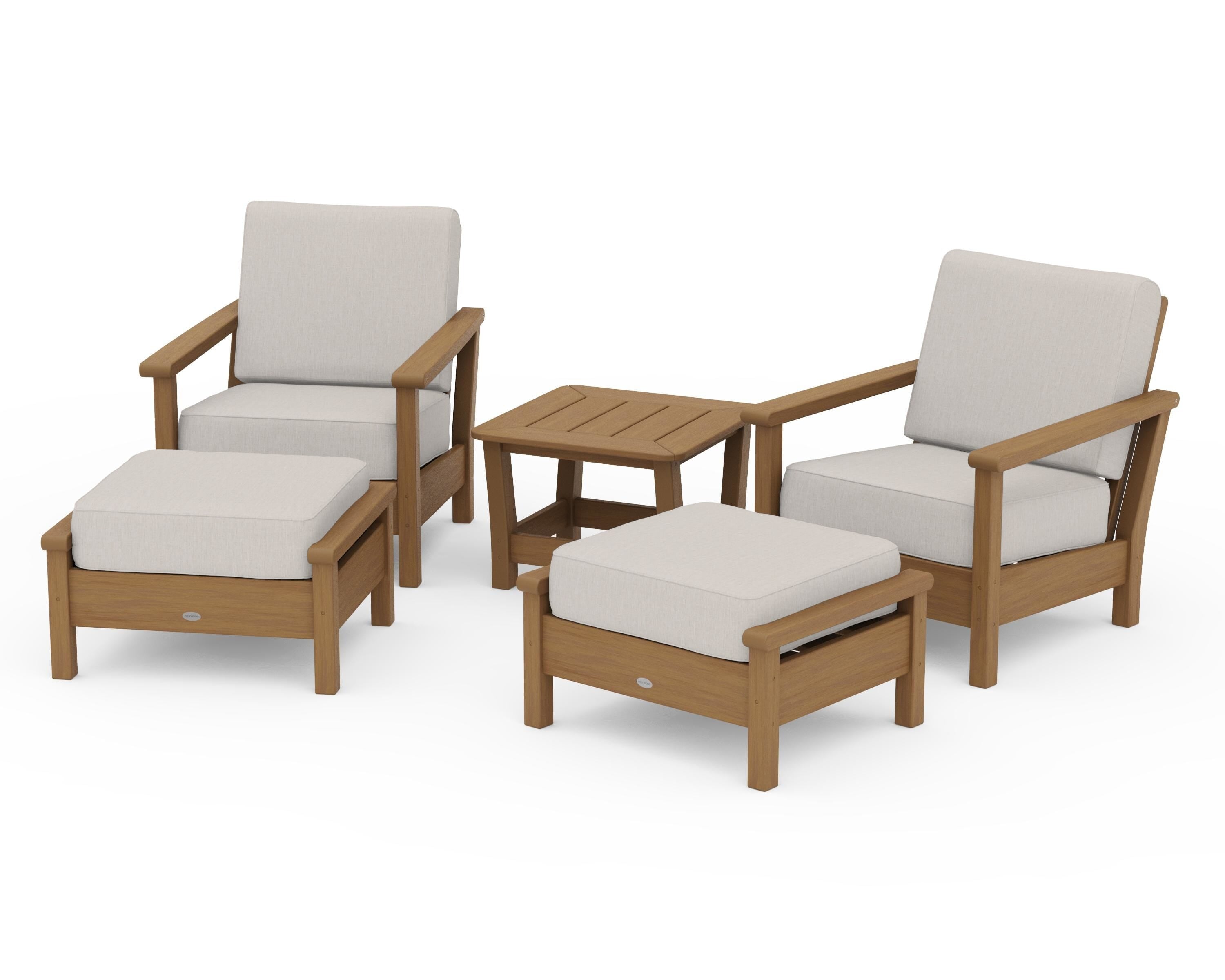 POLYWOOD Harbour 5-Piece Deep Seating Chair Set in Natural / Cast Ash