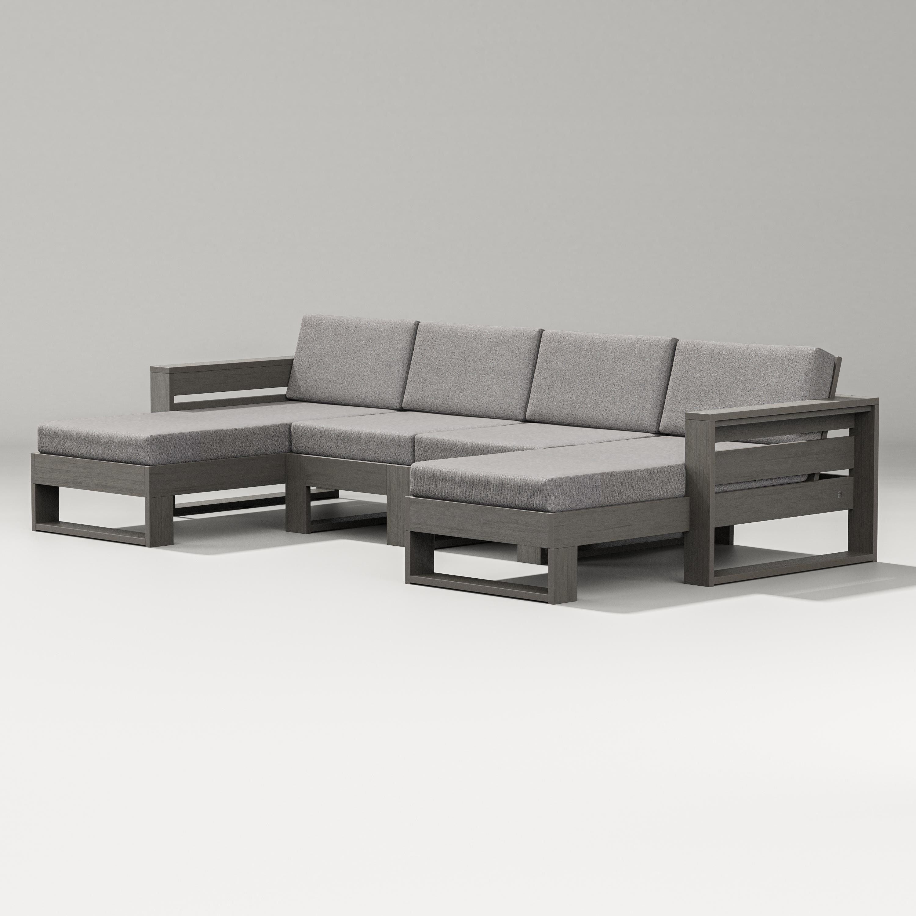 PW Designer Series Latitude Double Chaise Sectional in Driftwood / Grey Mist