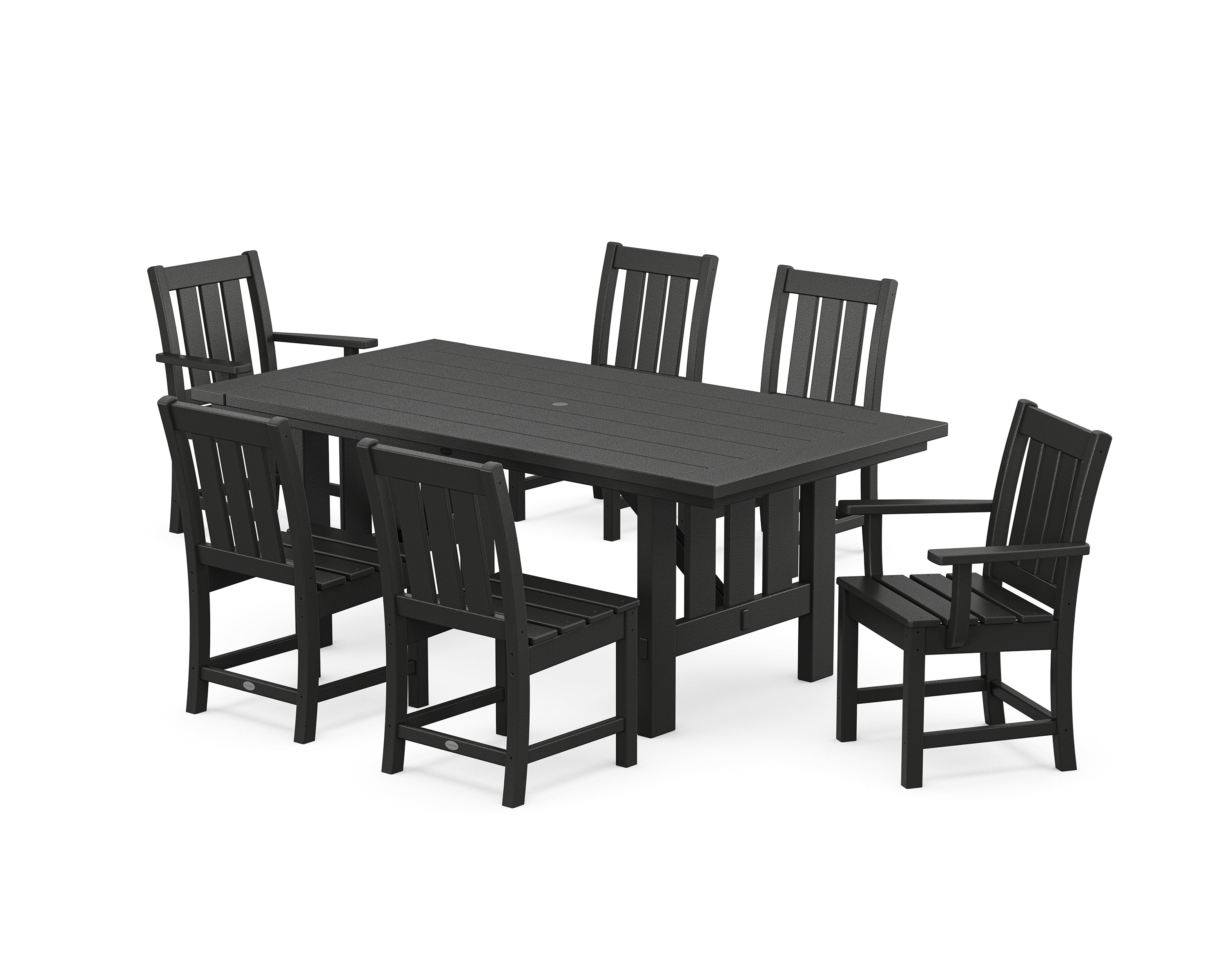 POLYWOOD Oxford 7-Piece Dining Set with Mission Table in Black