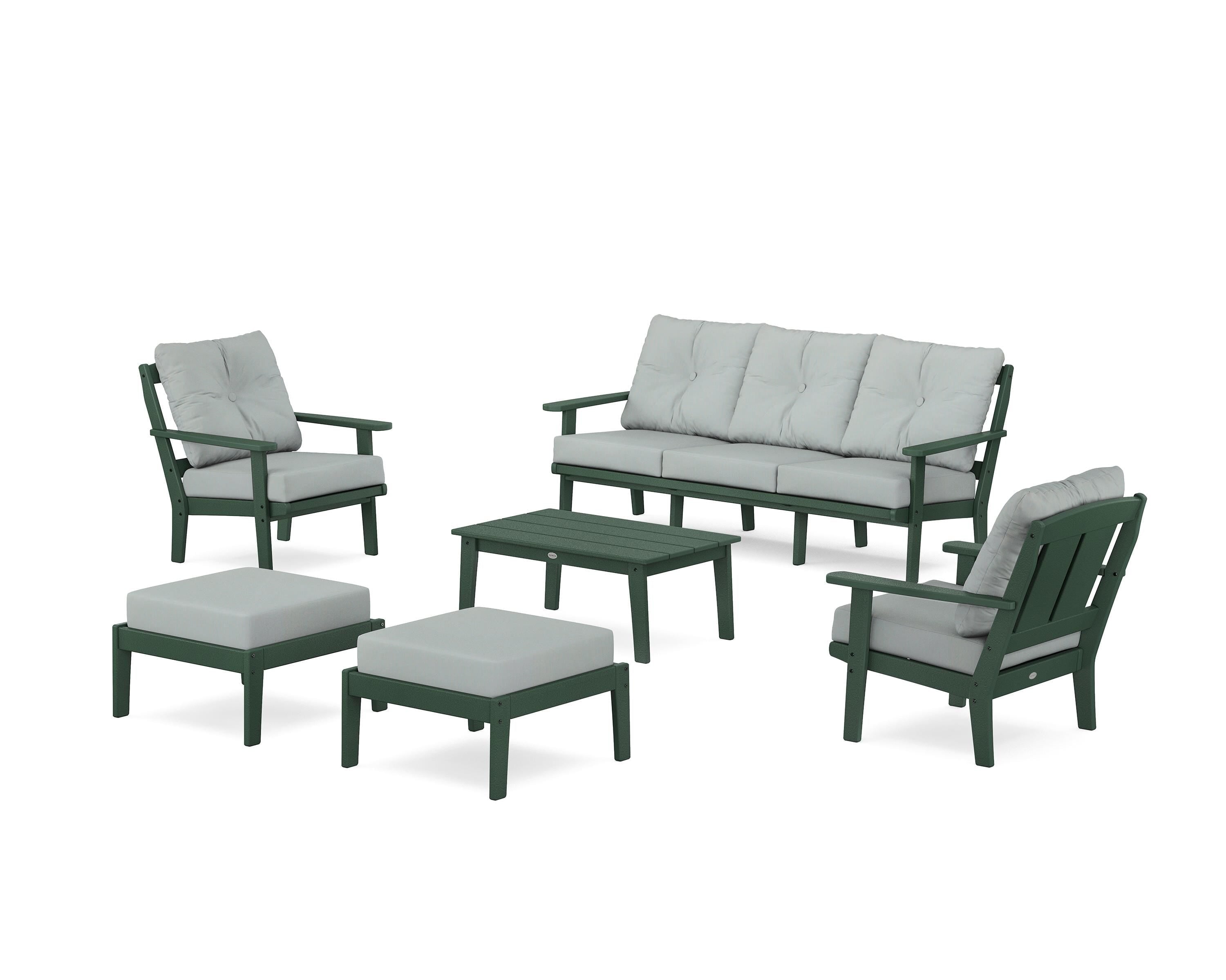 POLYWOOD Mission 6-Piece Lounge Sofa Set in Green / Spa