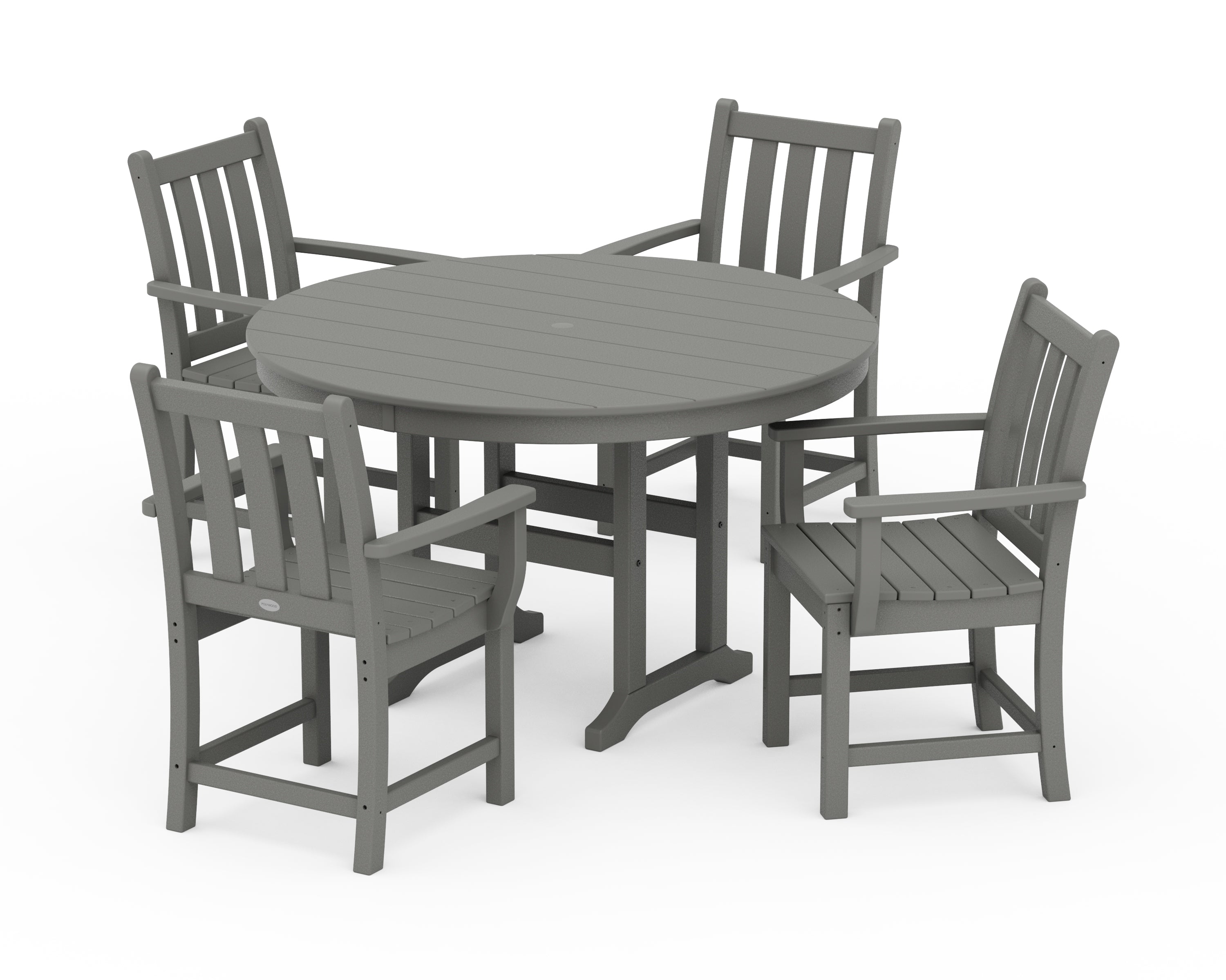 POLYWOOD Traditional Garden 5-Piece Round Farmhouse Dining Set in Slate Grey