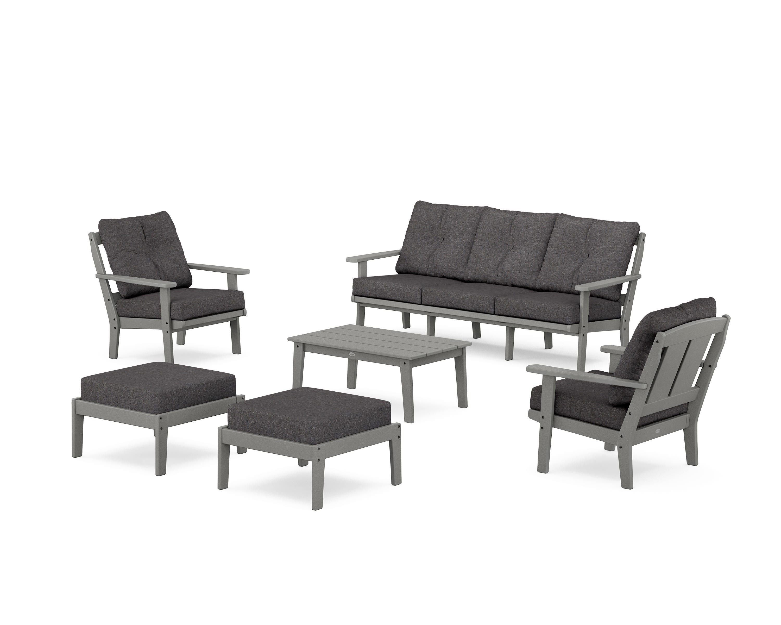 POLYWOOD Mission 6-Piece Lounge Sofa Set in Slate Grey / Ash Charcoal