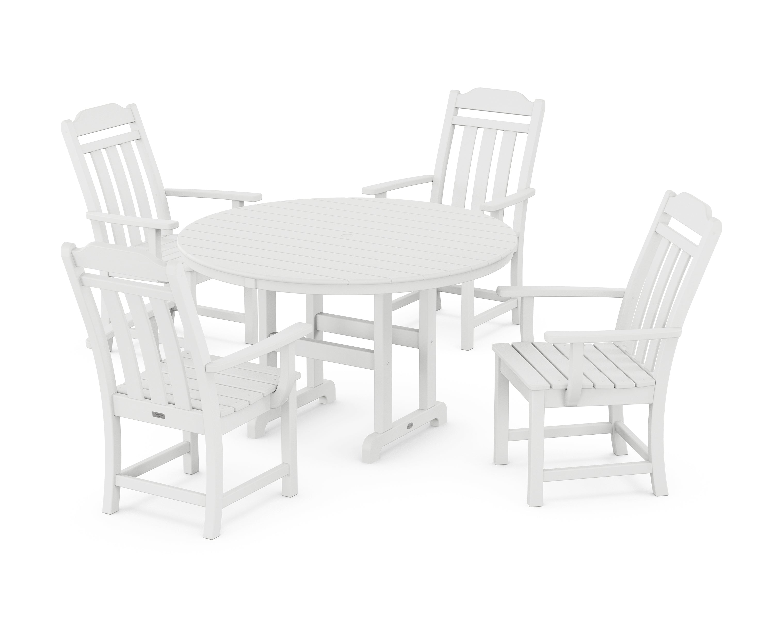 Polywood Country Living 5-Piece Round Farmhouse Dining Set in White