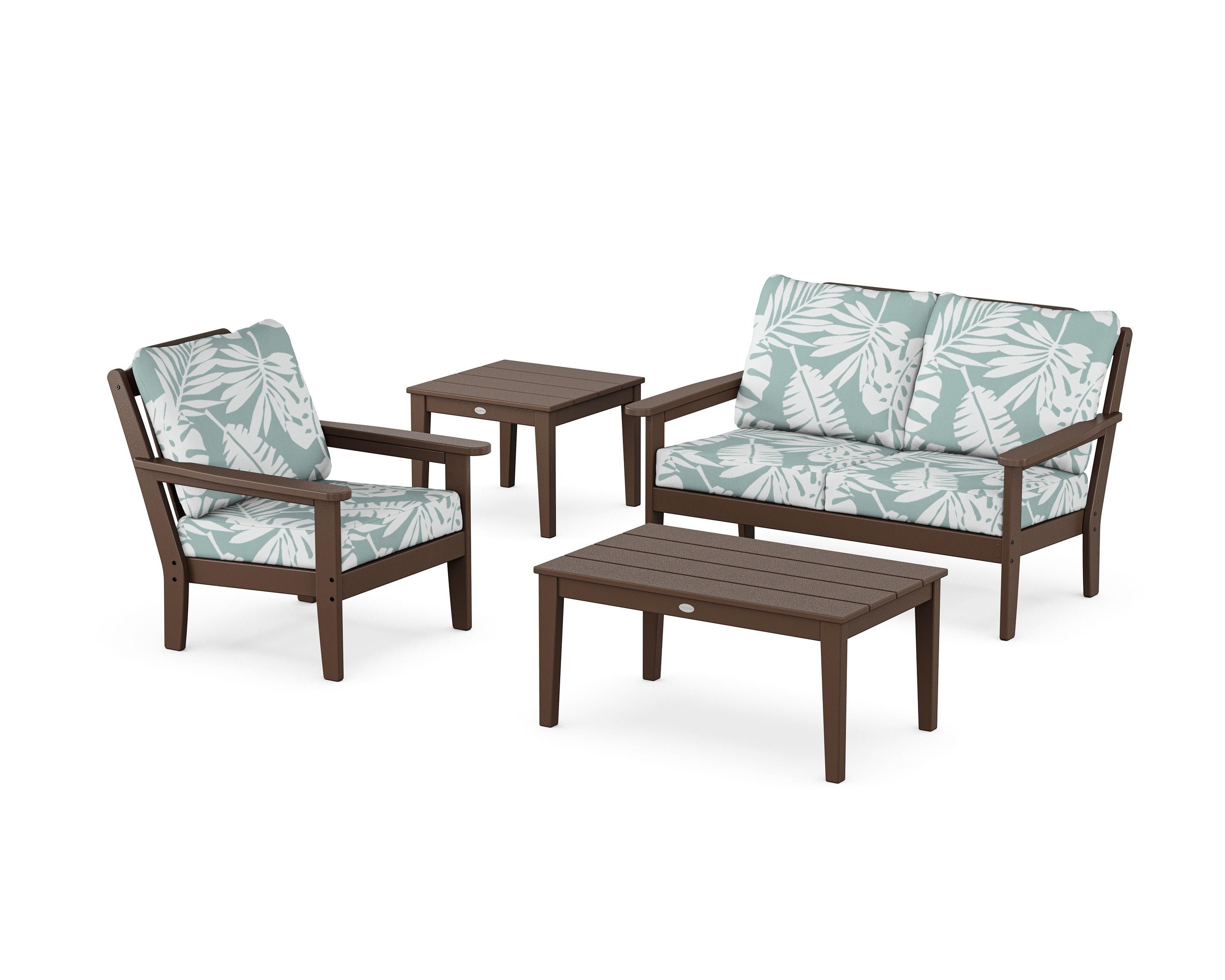 Country Living Wovendale 4-Piece Deep Seating Set in Mahogany / Leaf Glacier Spa